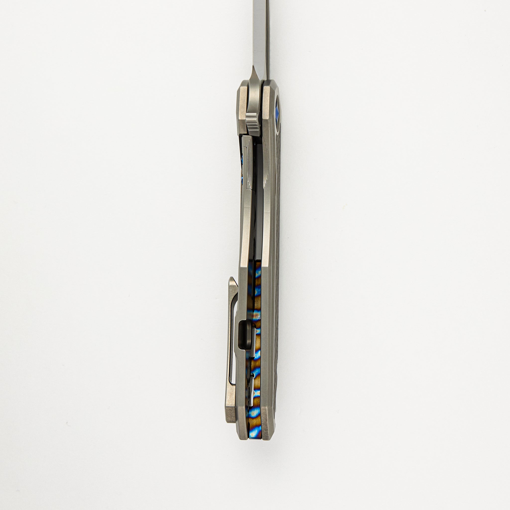 Marfione Custom Knives Super Sigil MK6 - Mirror Polish / Carbon Fiber Inlay M390 - Two-Tone Double Vapor Blast Ti W/ Carbon Fiber Inlay S/N 008