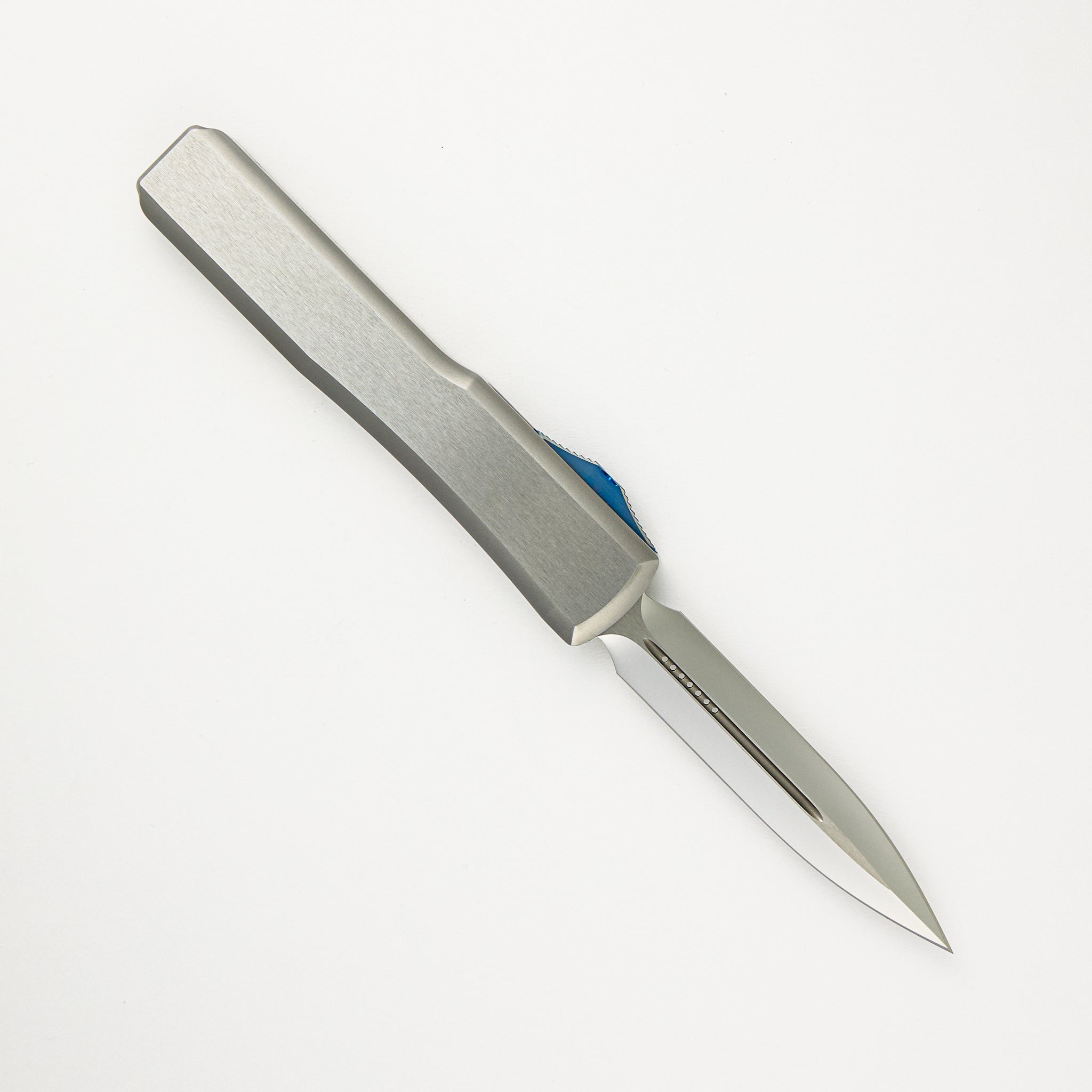 Marfione Custom Knives Ultratech D/E Mirror Polish Two-Tone Double Vapor Blast Stainless Steel W/ Ringed Hardware