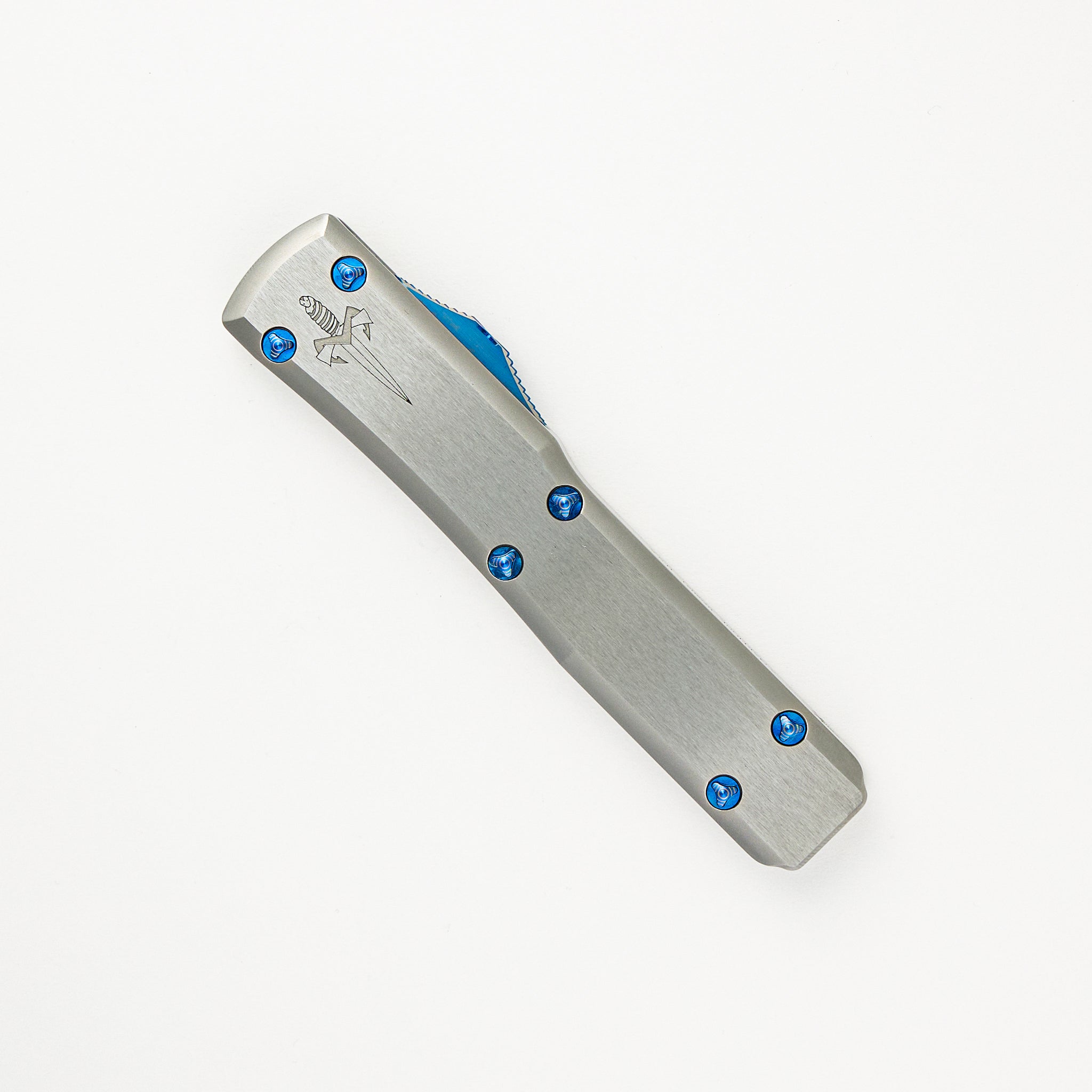 Marfione Custom Knives Ultratech D/E Mirror Polish Two-Tone Double Vapor Blast Stainless Steel W/ Ringed Hardware