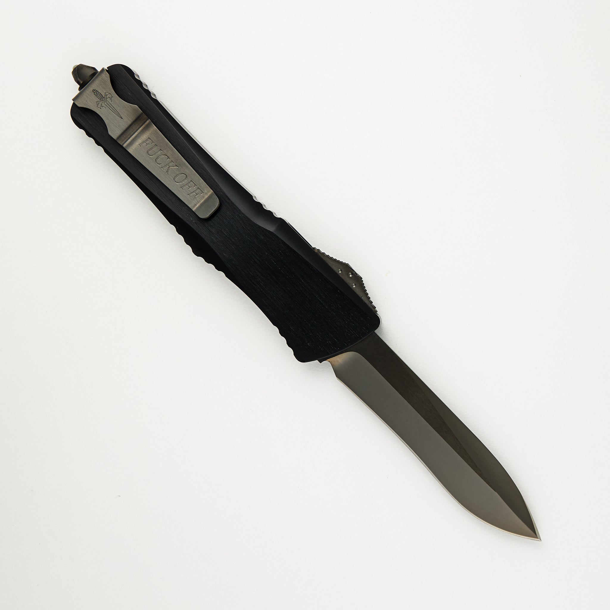 Marfione Custom Knives Combat Troodon - Recurve Polished DLC Blade - Aircraft Alloy Deep Engraved Handle