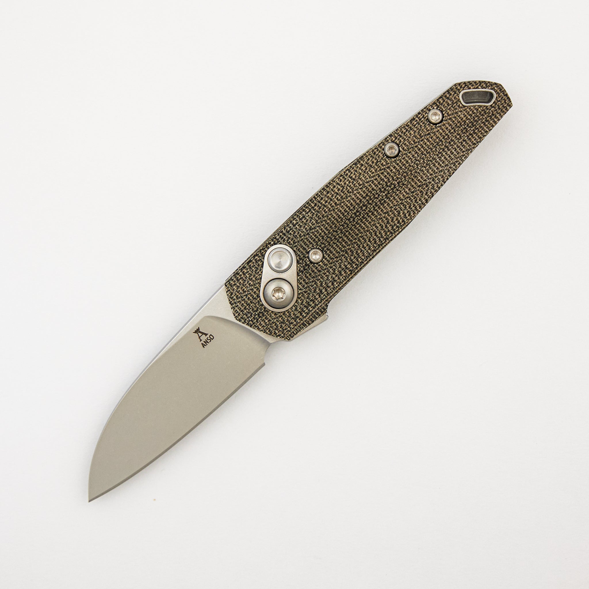 Aros - Grey/Satin - Green Micarta Handle - RWL34 Blade - #997