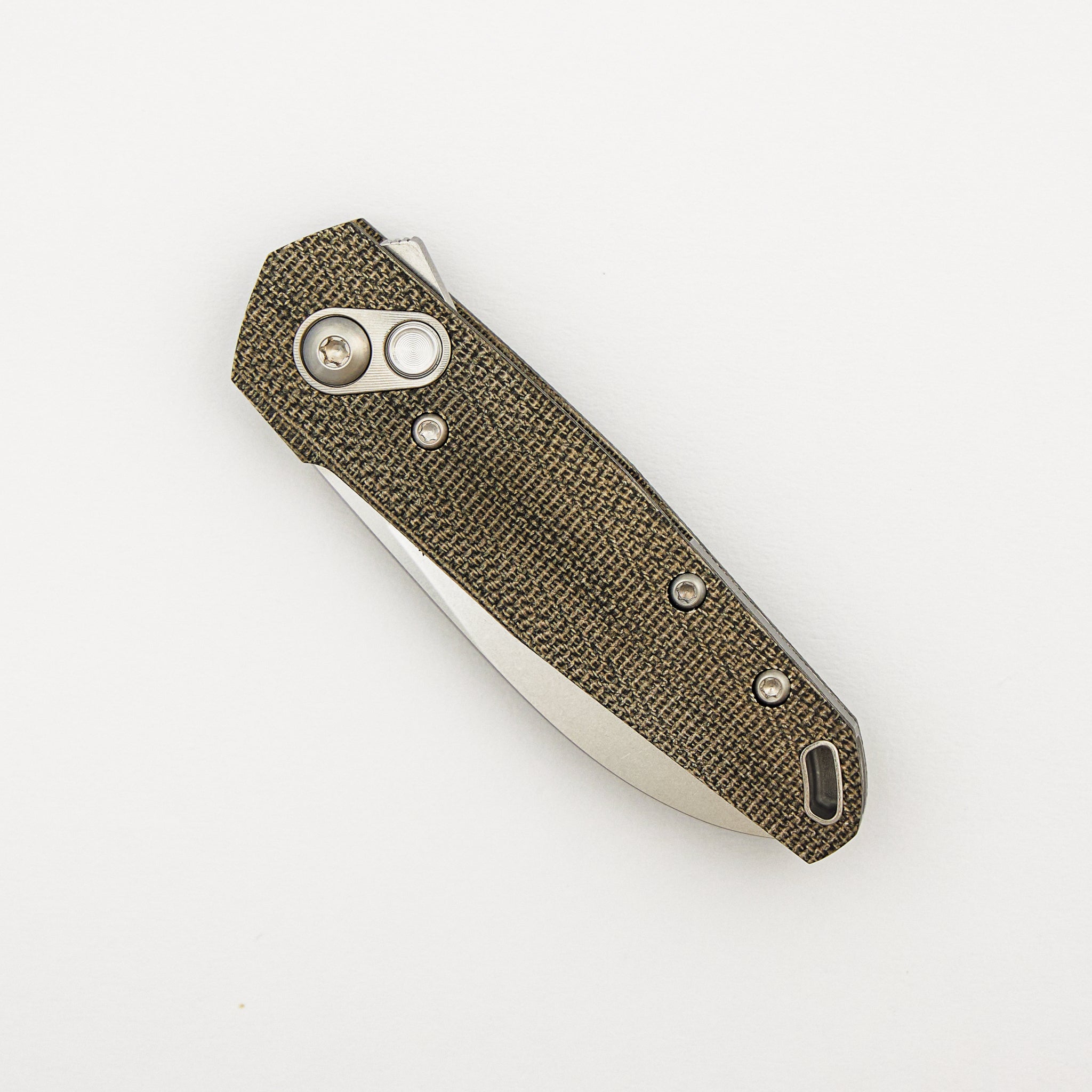 Aros - Grey/Satin - Green Micarta Handle - RWL34 Blade - #997