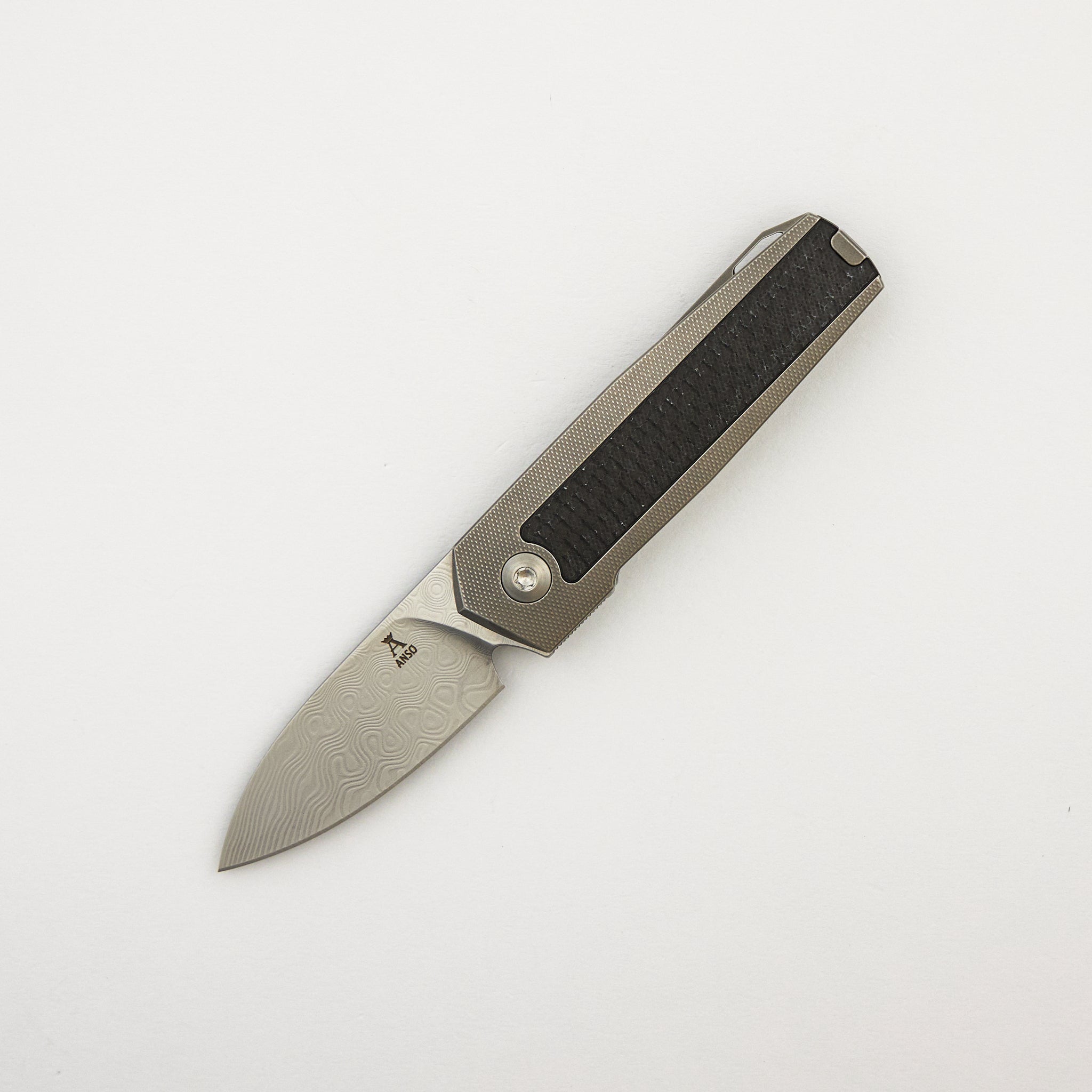 ARN - Grey/Satin - Titanium Handle - Carbon Fiber Inlays - Damasteel Blade - #110
