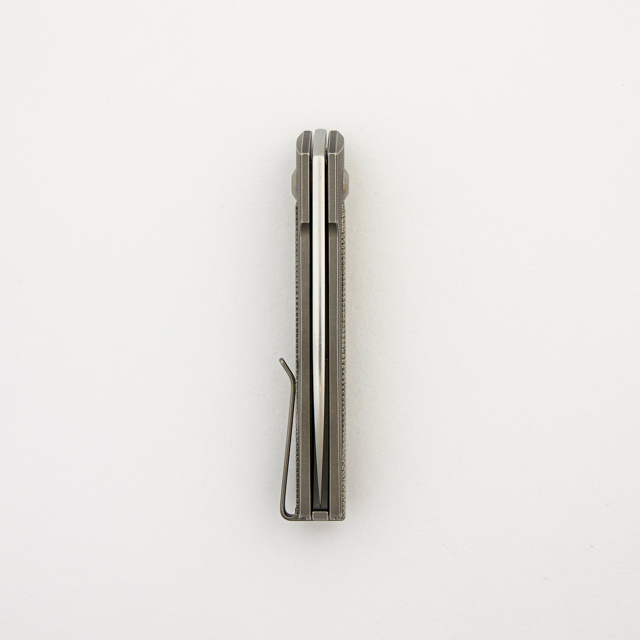 ARN - Grey/Satin - Titanium Handle - Green Canvas Micarta Inlays - RWL34 Blade - #122