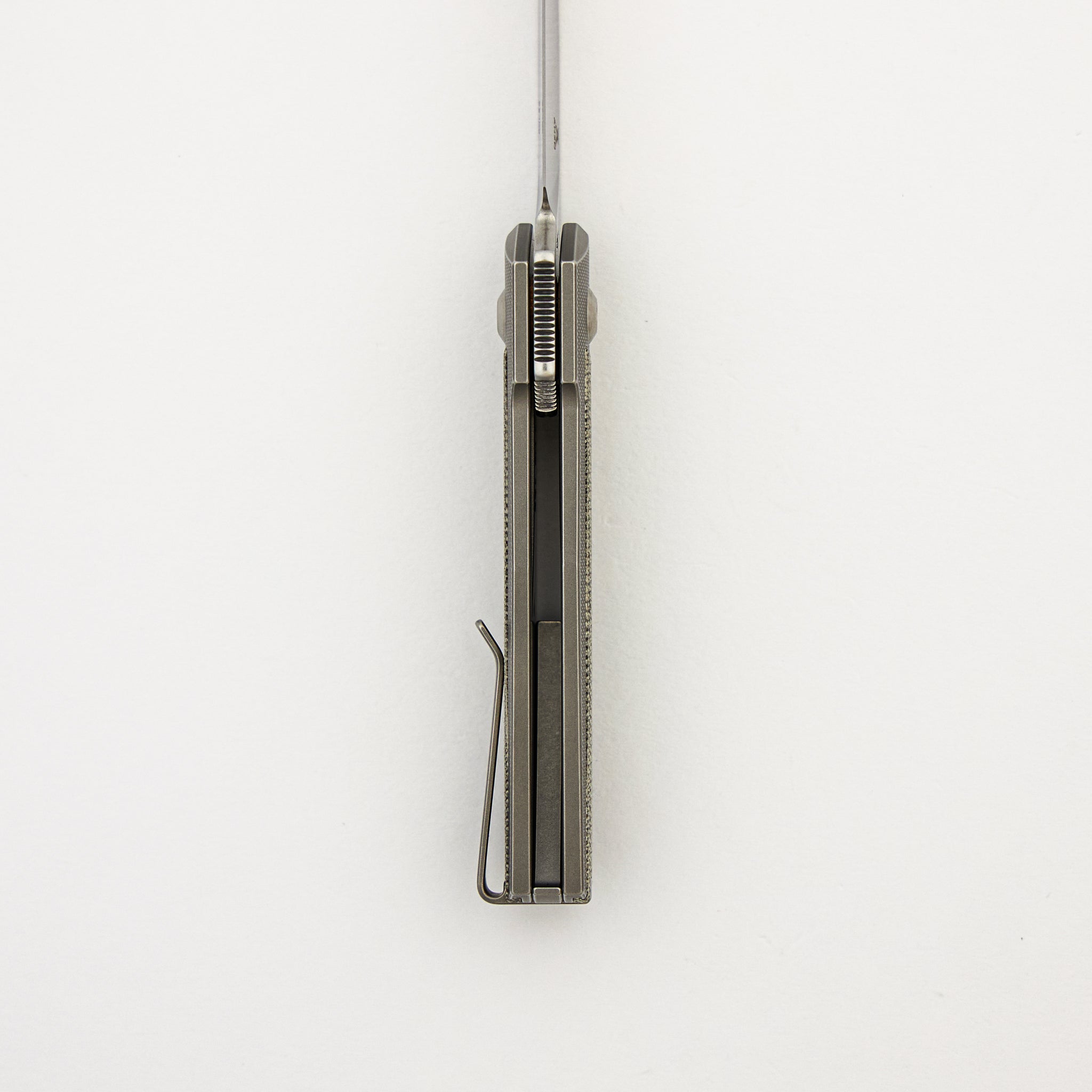 ARN - Grey/Satin - Titanium Handle - Green Canvas Micarta Inlays - RWL34 Blade - #122