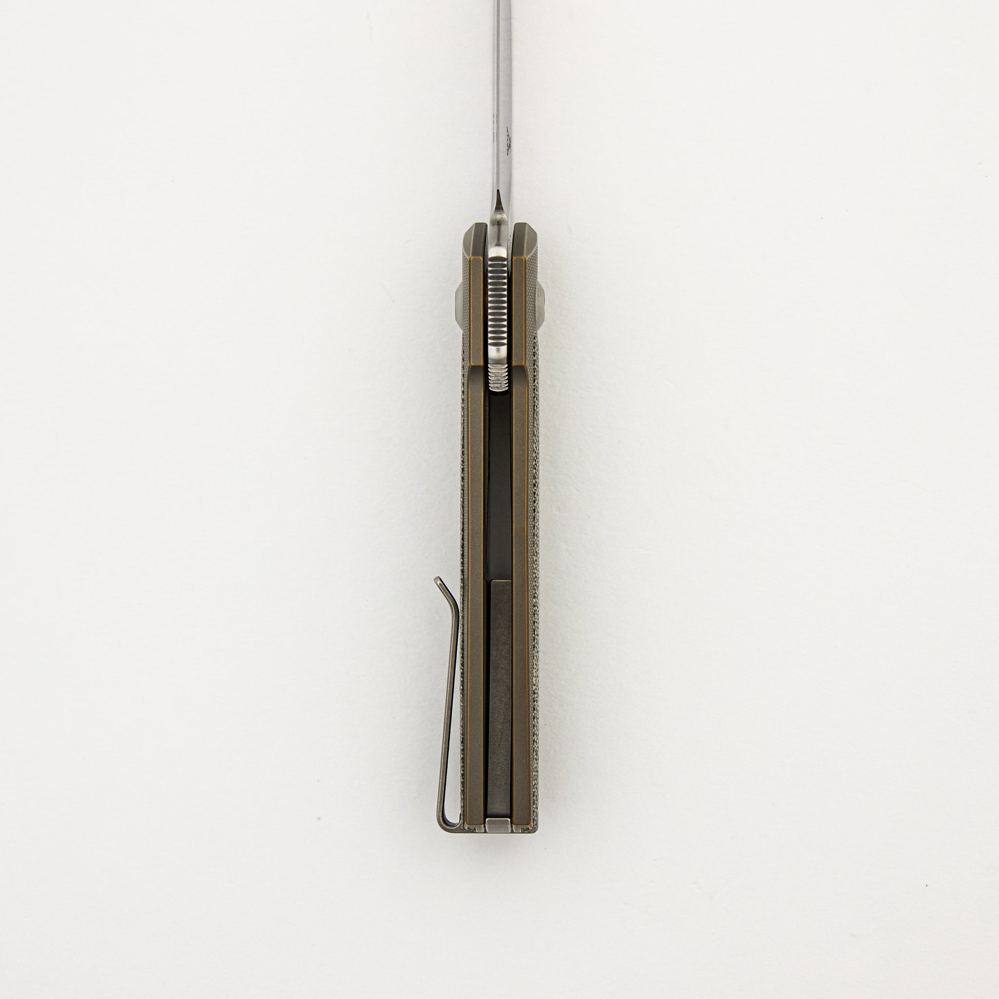 ARN - Amber/Satin - Titanium Handle - Green Canvas Micarta Inlays - RWL34 Blade - #125