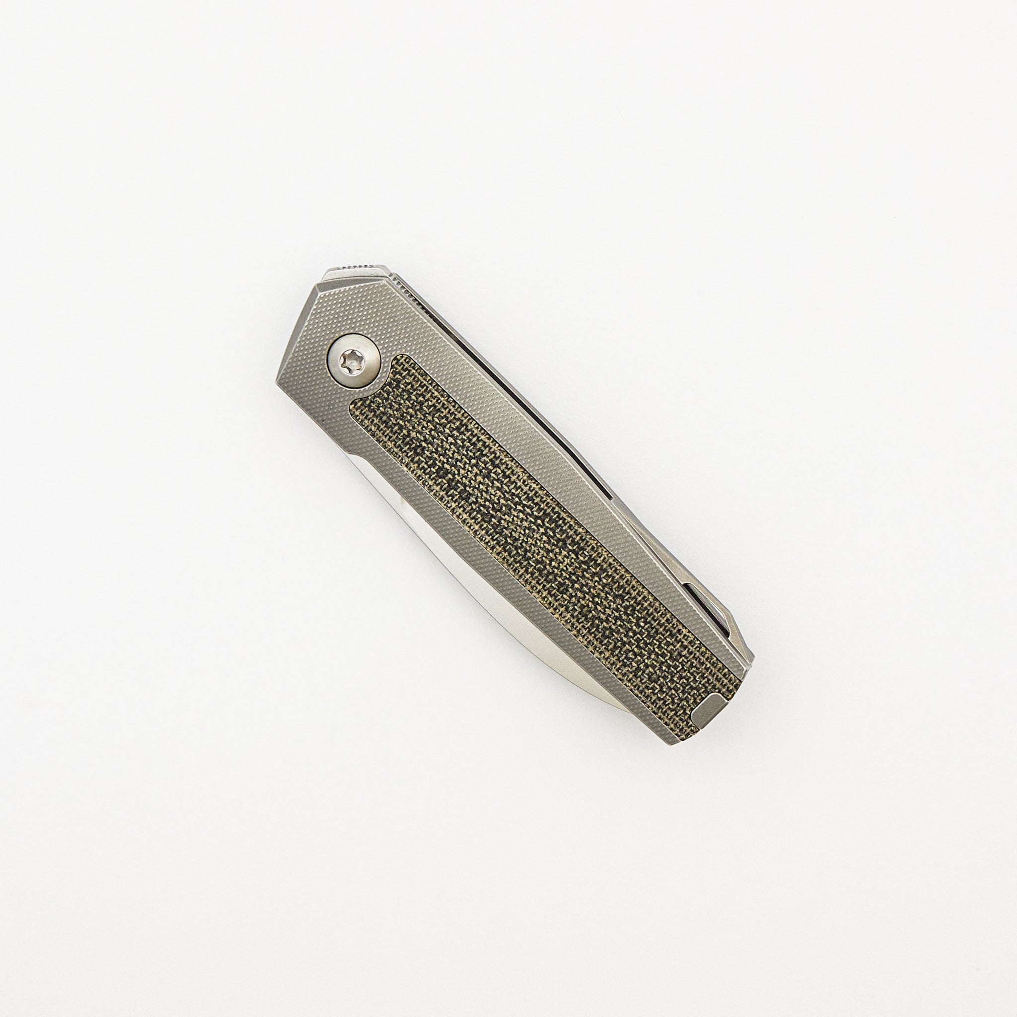 ARN - Grey/Satin - Titanium Handle - Green Micarta Inlays - RWL34 Blade - #64