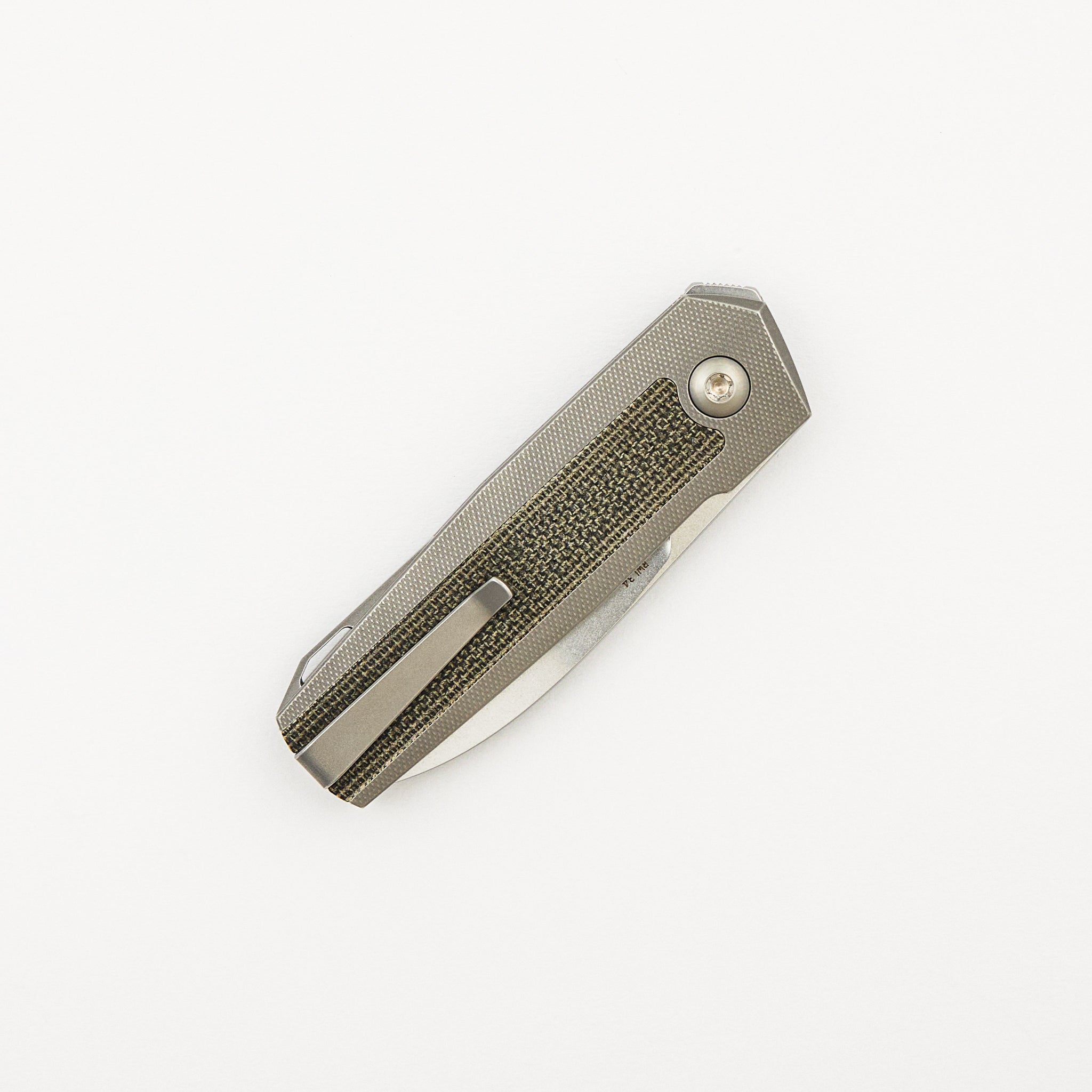 ARN - Grey/Satin - Titanium Handle - Green Micarta Inlays - RWL34 Blade - #64
