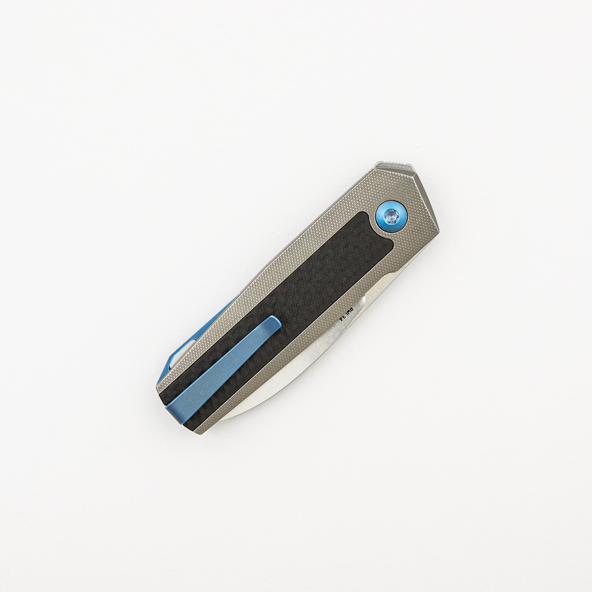 ARN - Grey/Blue - Titanium Handle - Carbon Fiber Inlays - RWL34 Blade - #66