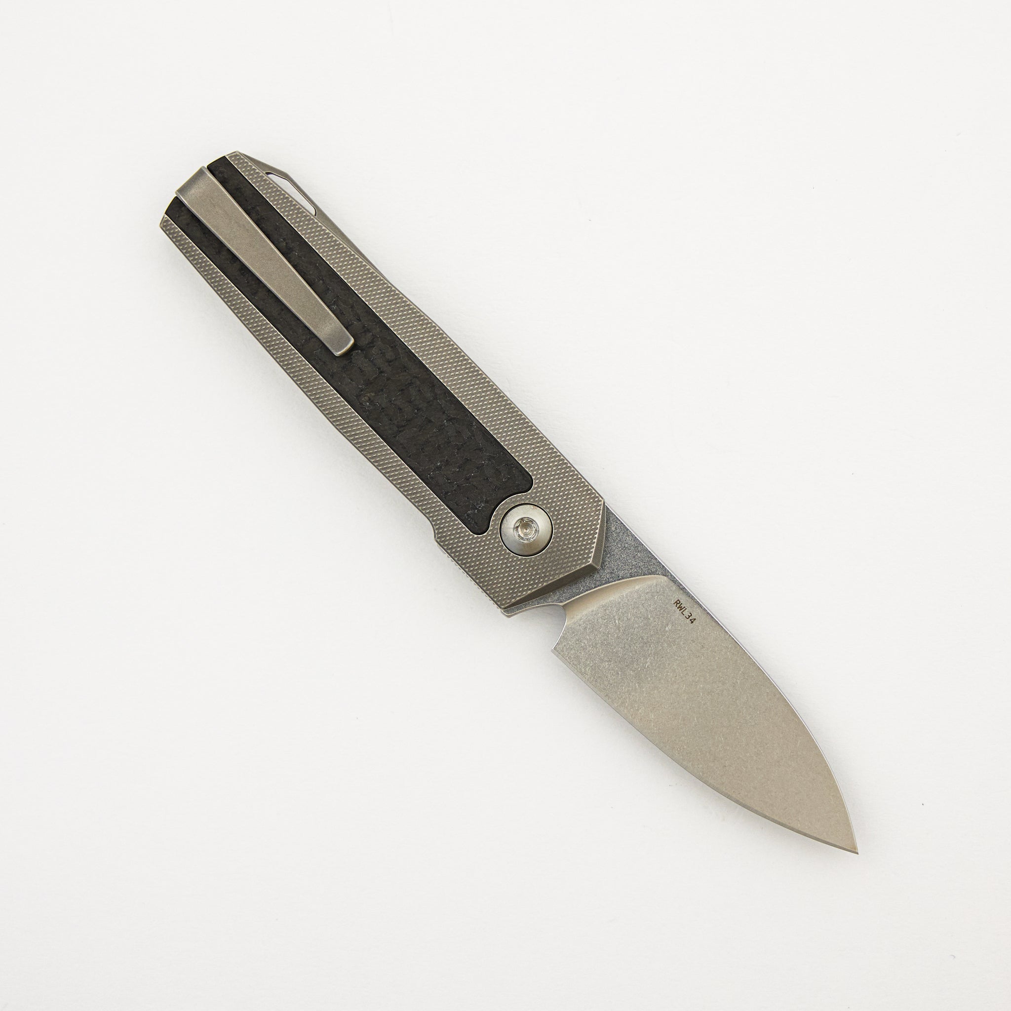 ARN - Grey/Satin - Titanium Handle - Carbon Fiber Inlays - RWL34 Blade - #121