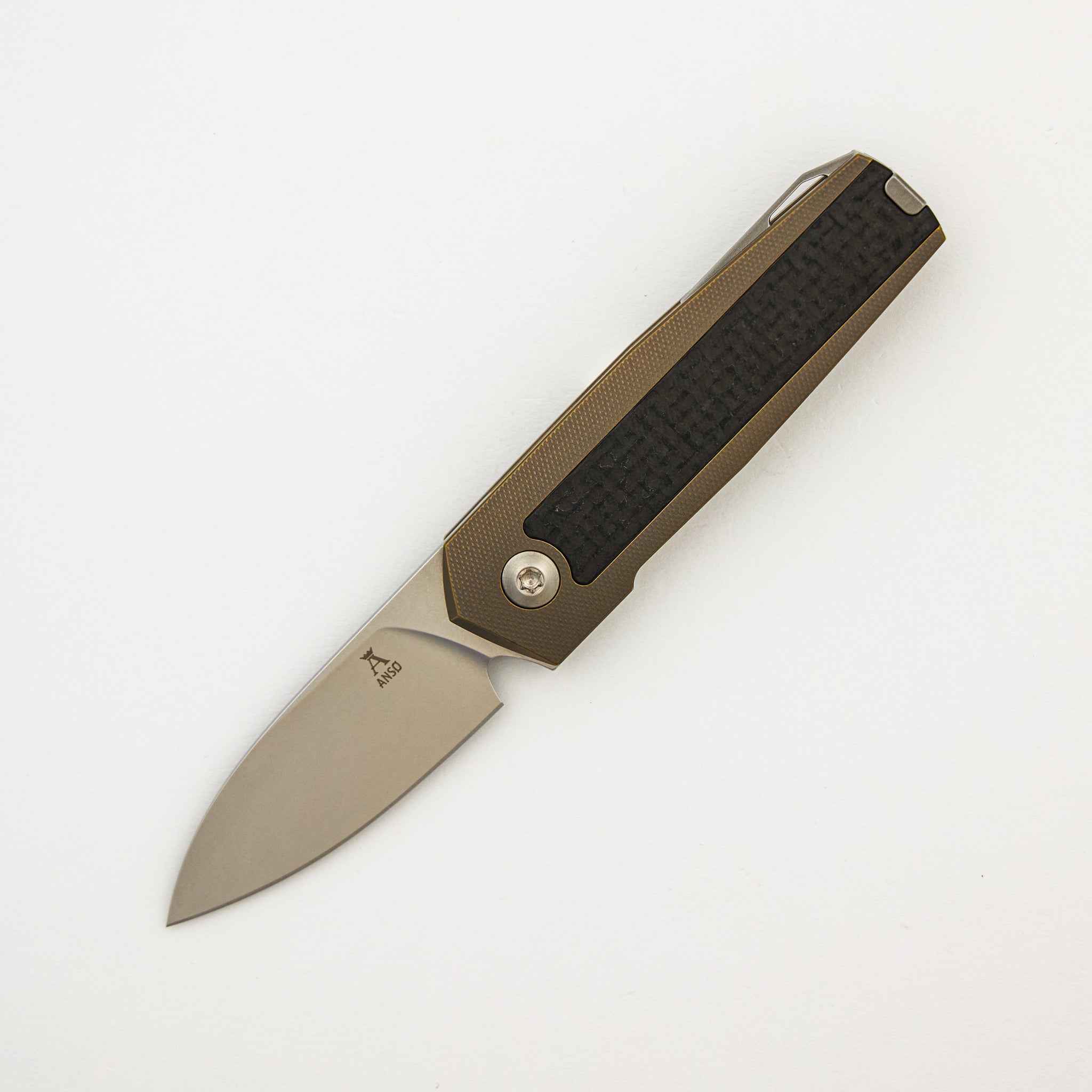 ARN - Amber/Satin - Titanium Handle - Carbon Fiber Inlays - RWL34 Blade - #126