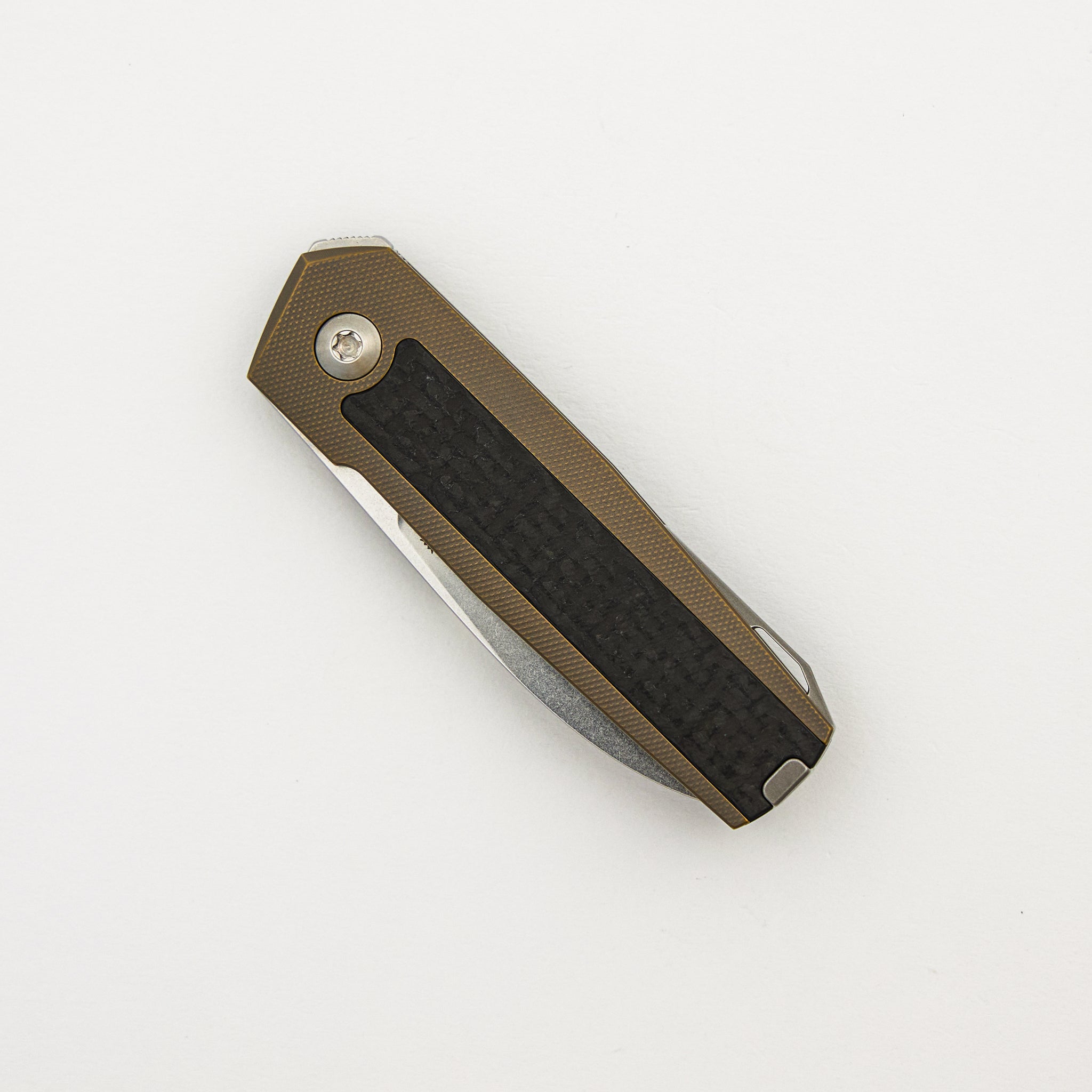 ARN - Amber/Satin - Titanium Handle - Carbon Fiber Inlays - RWL34 Blade - #126