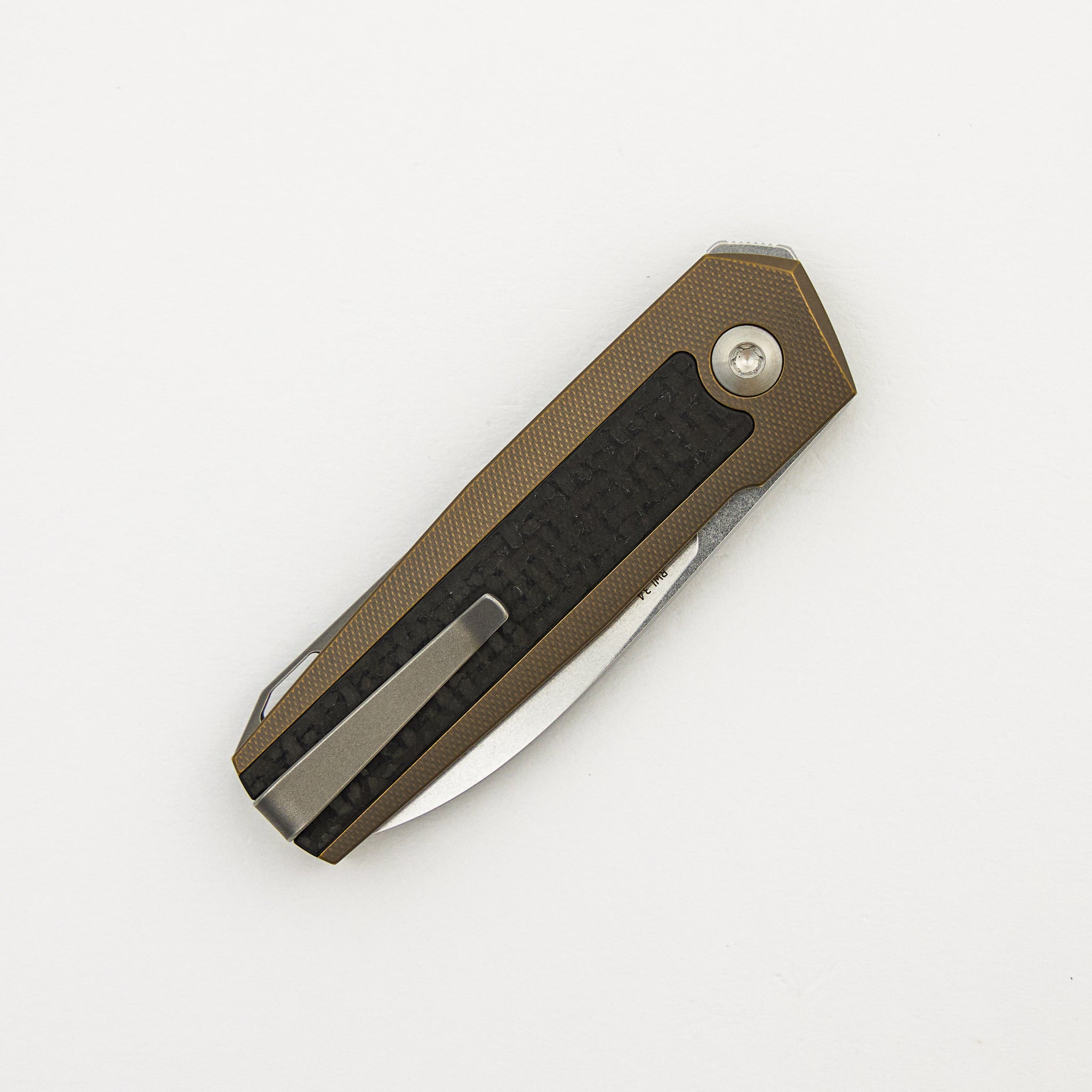 ARN - Amber/Satin - Titanium Handle - Carbon Fiber Inlays - RWL34 Blade - #126