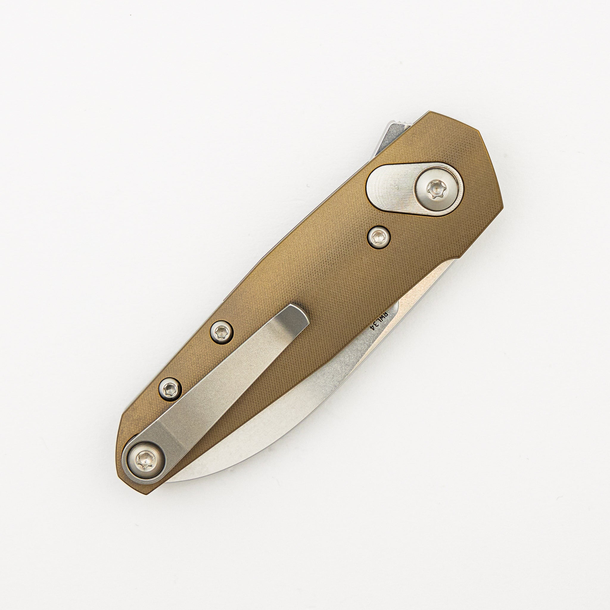 Aros - Amber/Satin Titanium Handle - RWL34 Blade