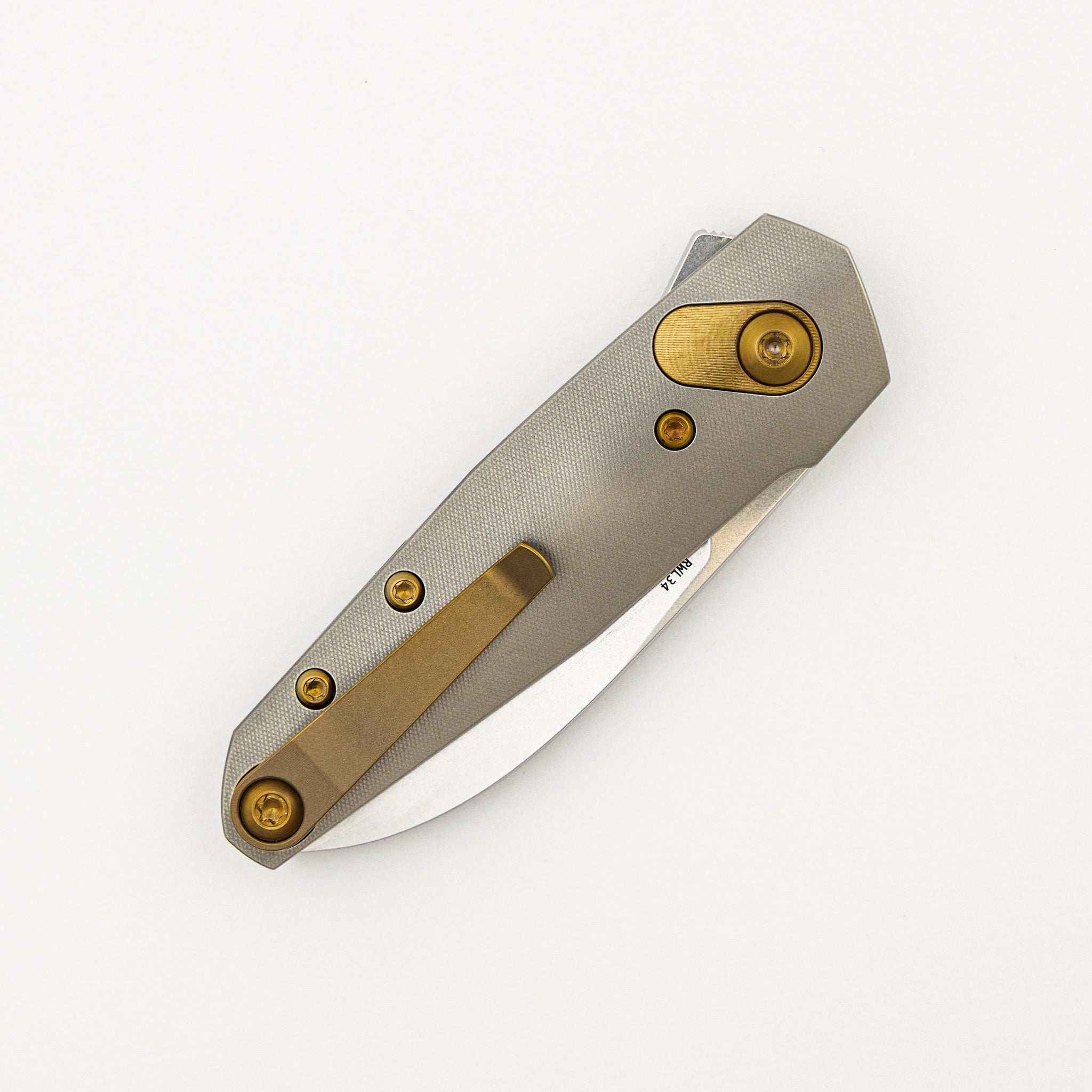 Aros - Grey/Amber Titanium Handle - RWL34 Blade