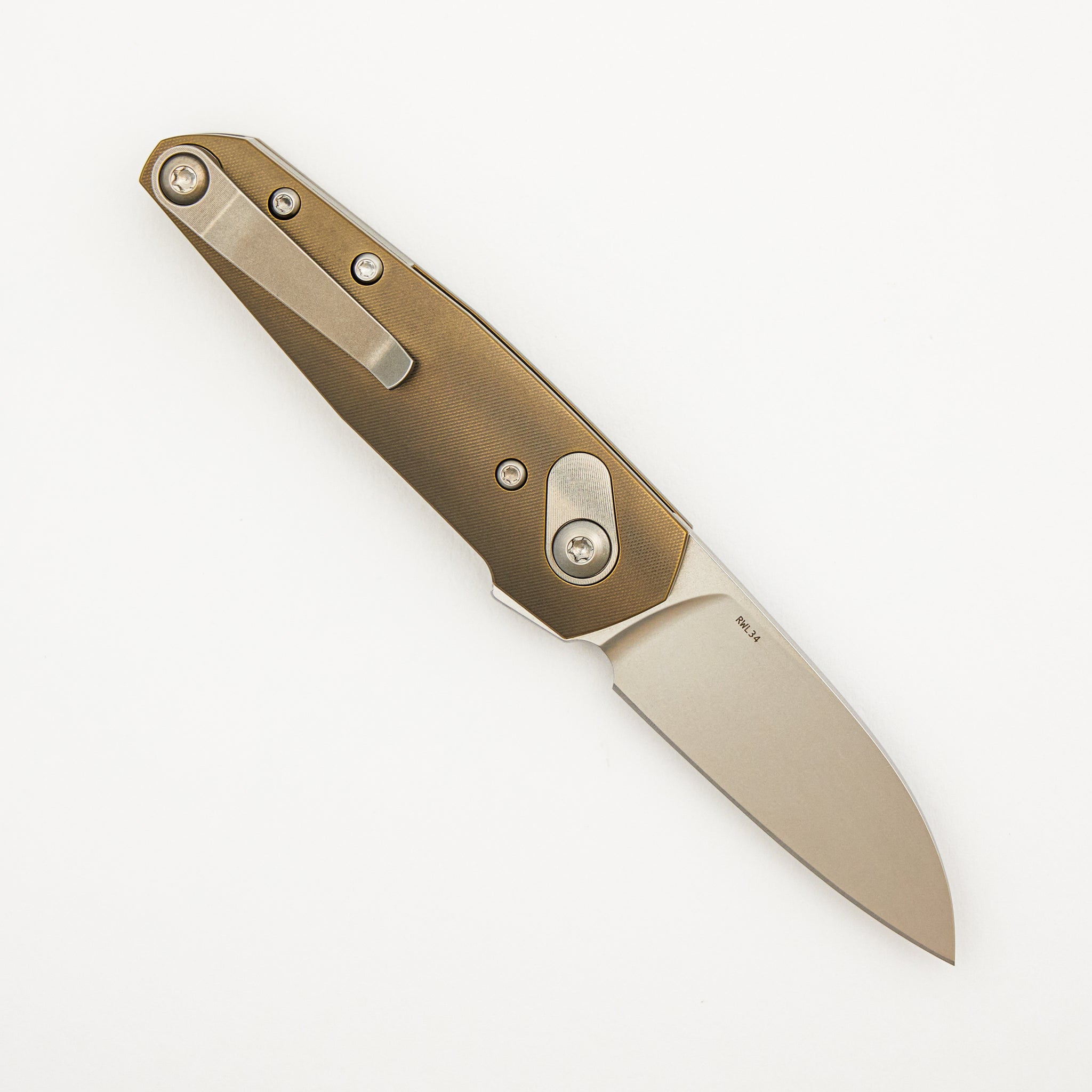 Aros - Amber/Satin Titanium Handle - RWL34 Blade