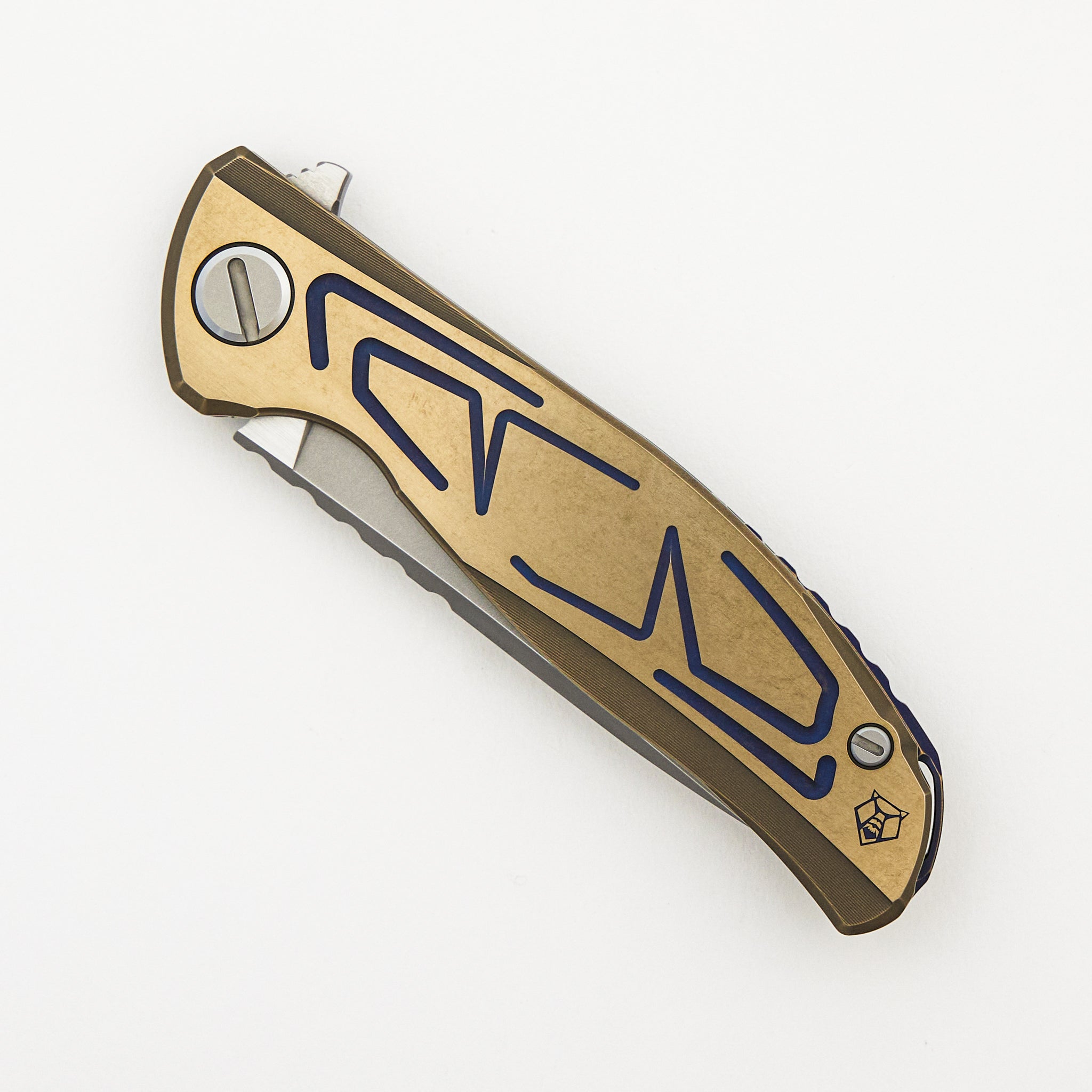 F95 Braces - S90V Blade - Bronze Titanium Handle - Purple Accents - Washers