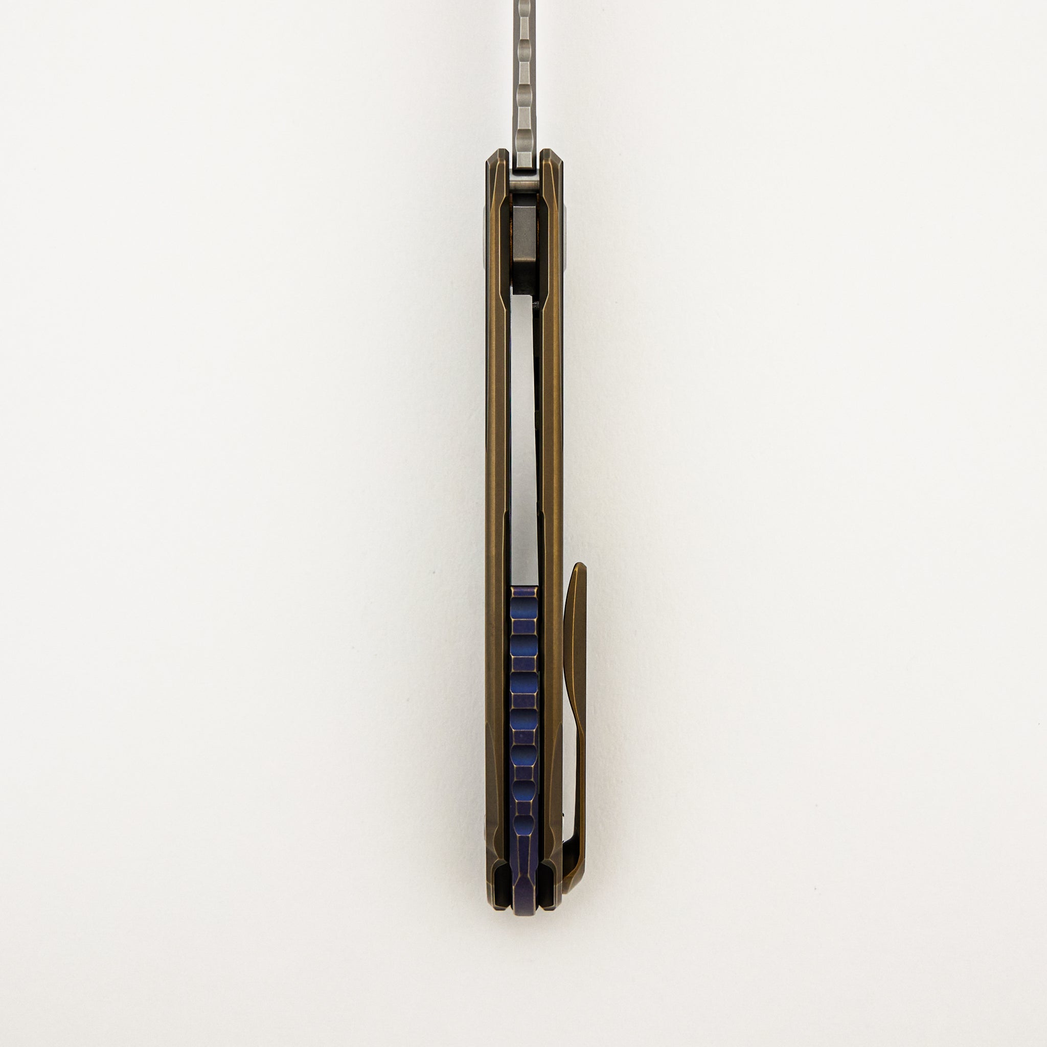 F95 Braces - S90V Blade - Bronze Titanium Handle - Purple Accents - Washers