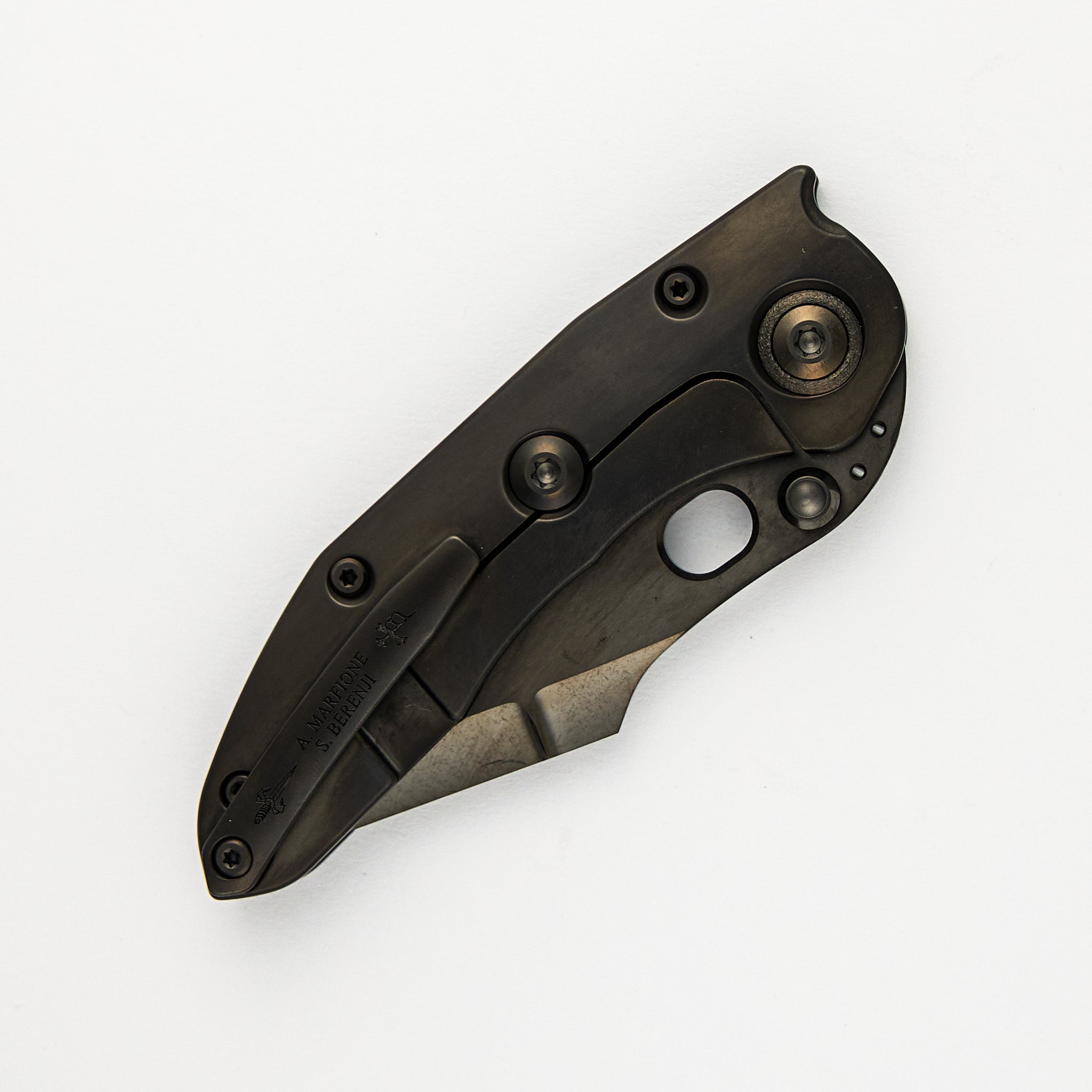Marfione Custom Knives / Borka Blades Collaboration Blackout Frag Stitch