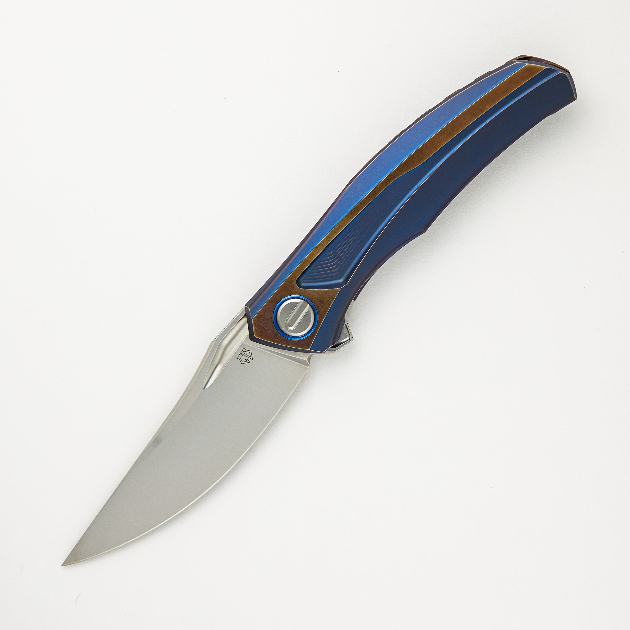 Quantum Custom Division - Blue/Bronze Titanium Handle - S90V Blade - RBS