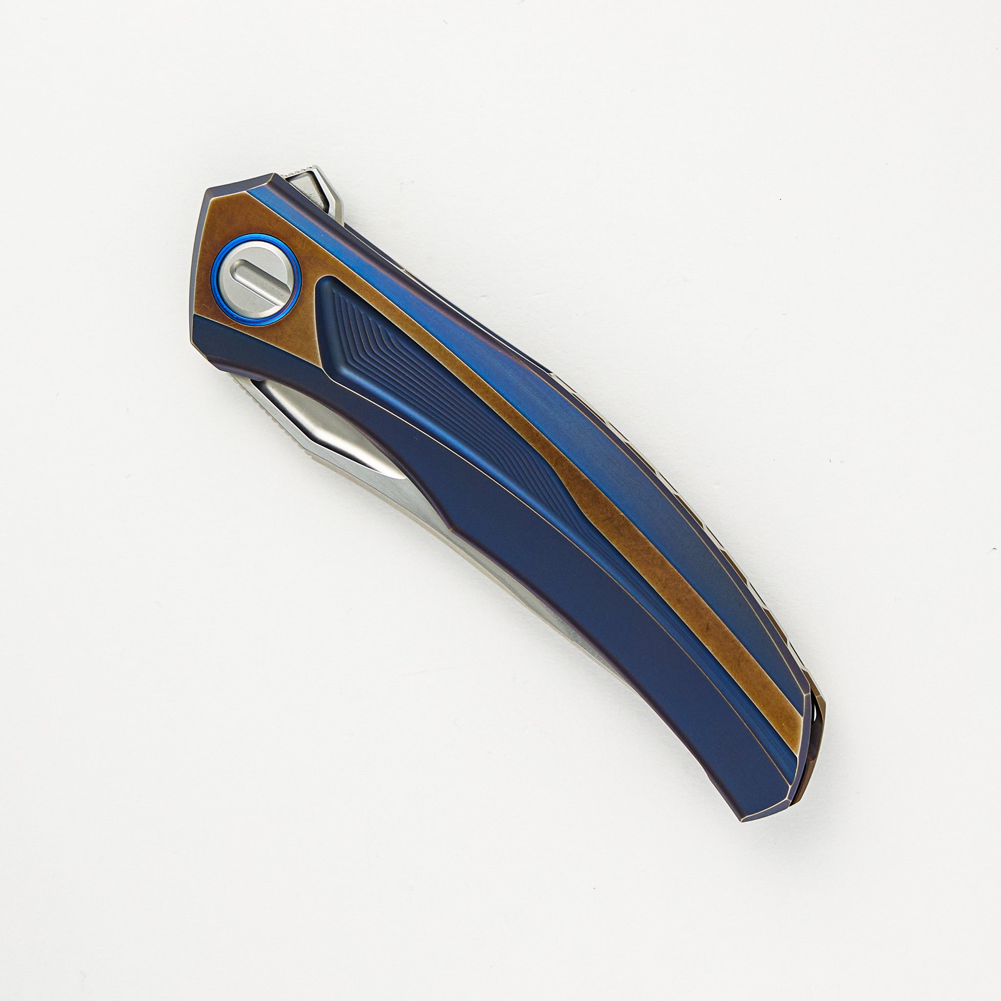Quantum Custom Division - Blue/Bronze Titanium Handle - S90V Blade - RBS