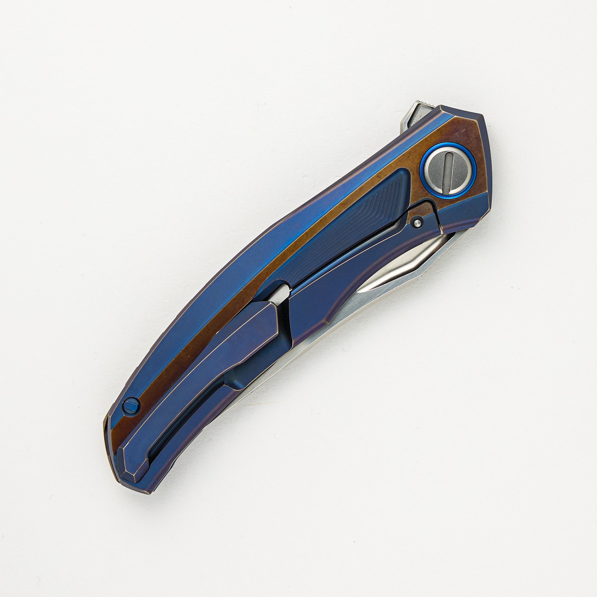 Quantum Custom Division - Blue/Bronze Titanium Handle - S90V Blade - RBS