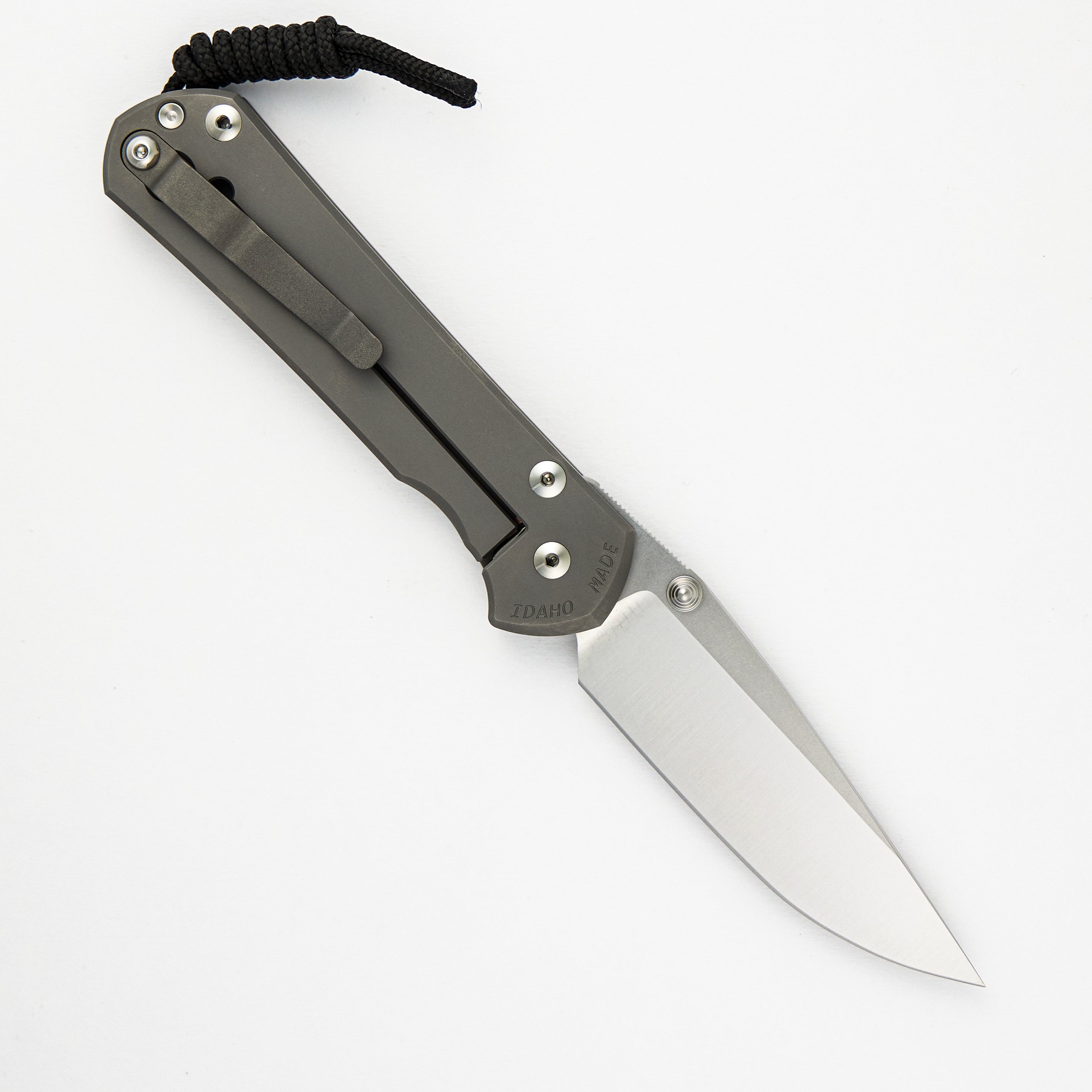 LARGE SEBENZA 31 – GLASS BLASTED – POLISHED CPM MAGNACUT BLADE – SILVER DOUBLE THUMB LUGS