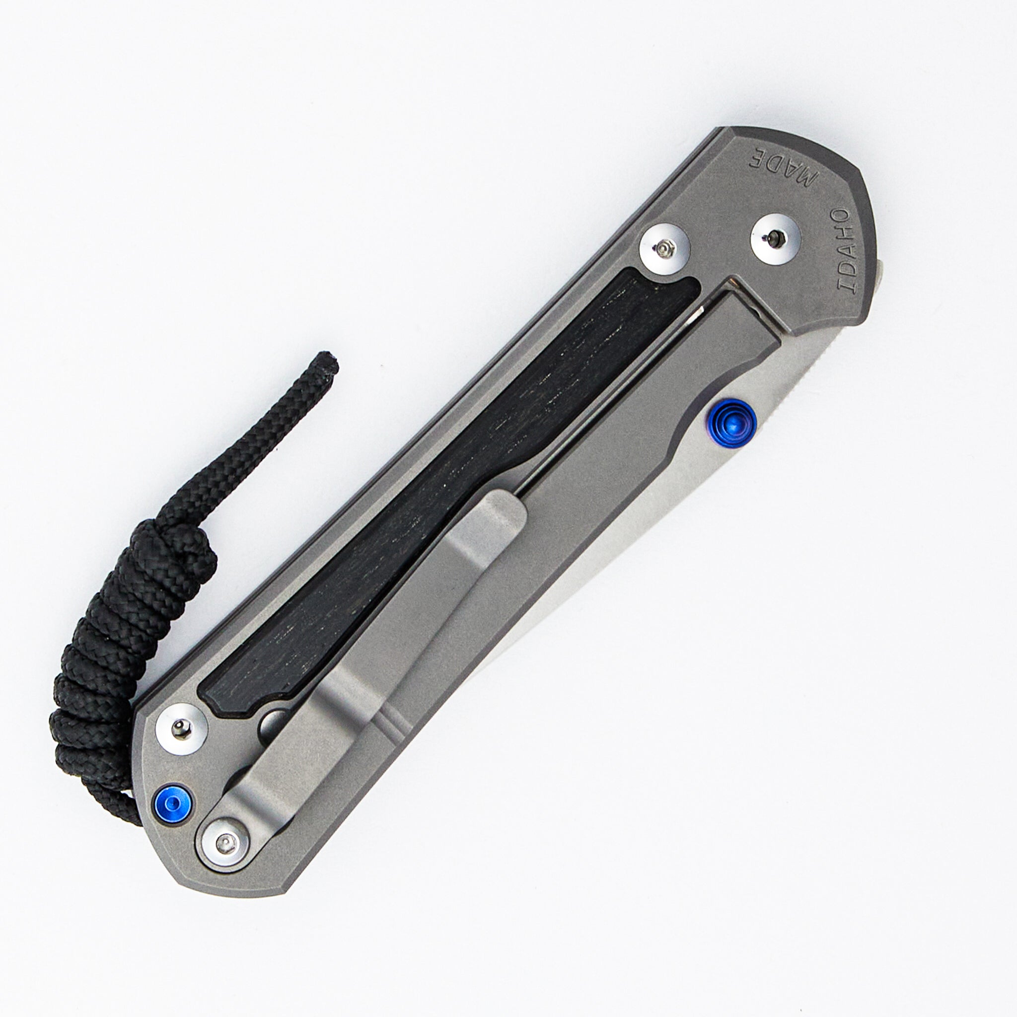 Large Sebenza 31 - Bog Oak Inlay - Tanto CPM MagnaCut Blade - Glass Blasted - Blue Double Thumb Lugs