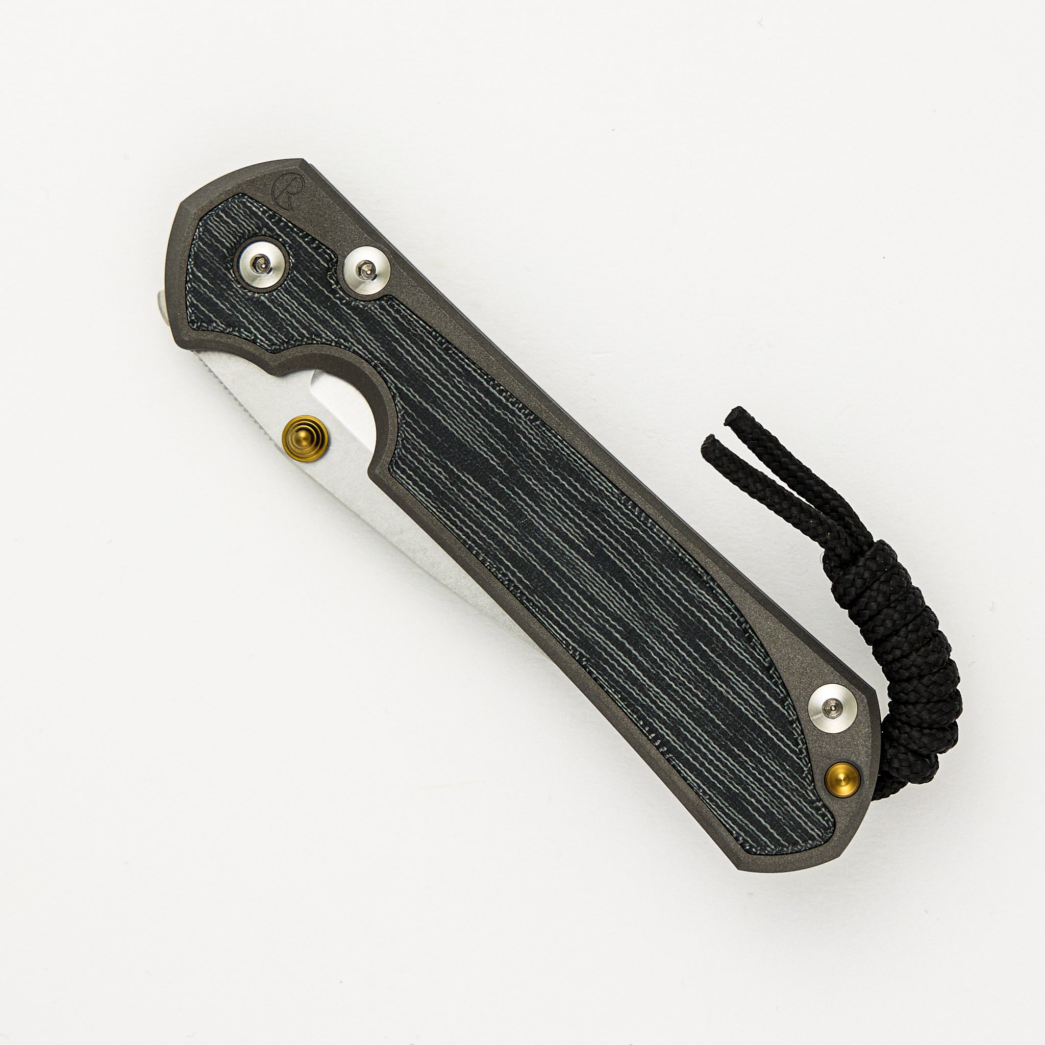 Large Sebenza 31 - Drop Point CPM MagnaCut Blade - Black Canvas Micarta Inlays - Gold Double Thumb Lugs