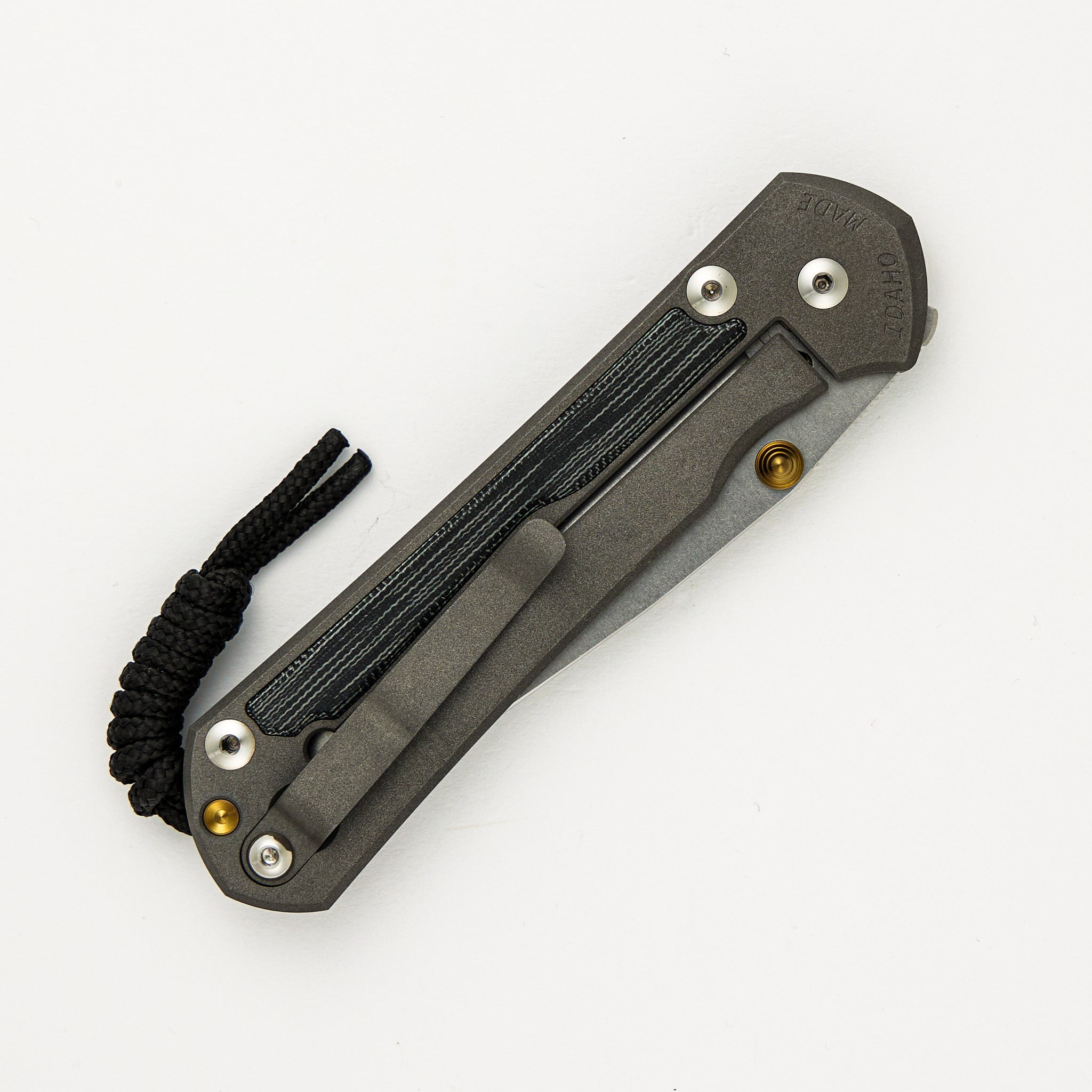 Large Sebenza 31 - Drop Point CPM MagnaCut Blade - Black Canvas Micarta Inlays - Gold Double Thumb Lugs