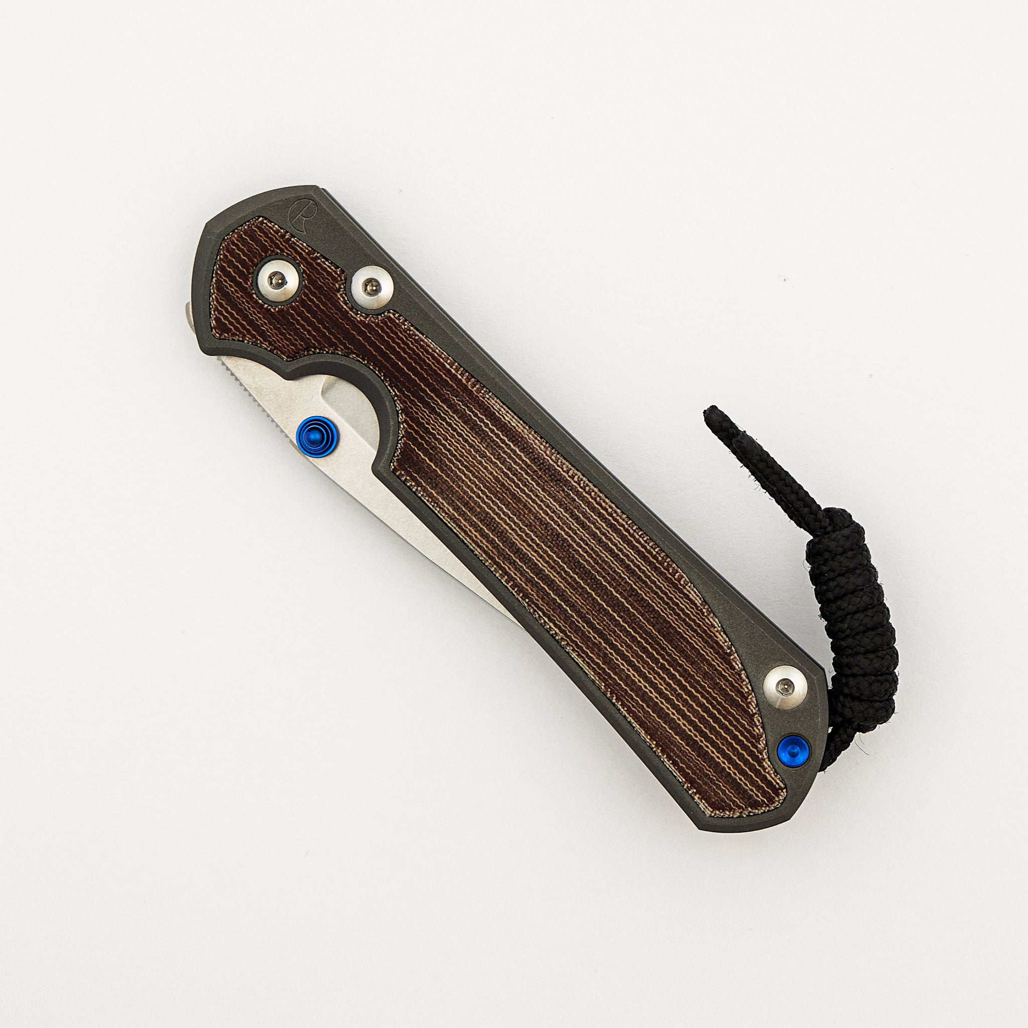 Large Sebenza 31 - Natural Canvas Micarta Inlay - Drop Point CPM MagnaCut Blade - Blue Double Thumb Lugs
