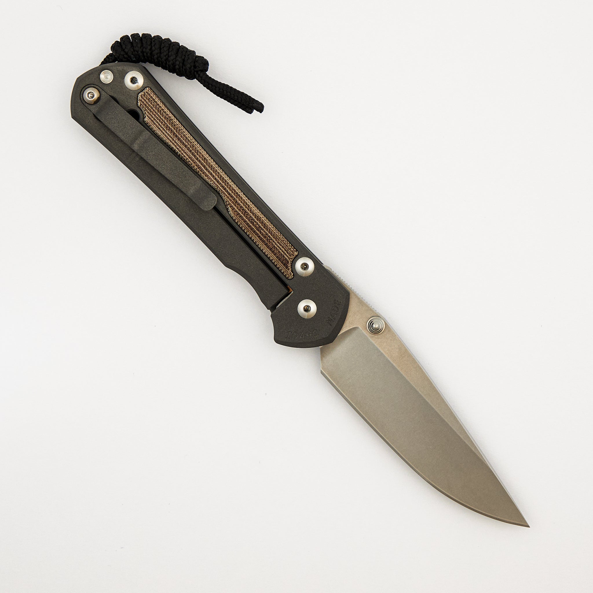 Large Sebenza 31 - Natural Canvas Micarta Inlay - Drop Point CPM MagnaCut Blade - Silver Double Thumb Lugs