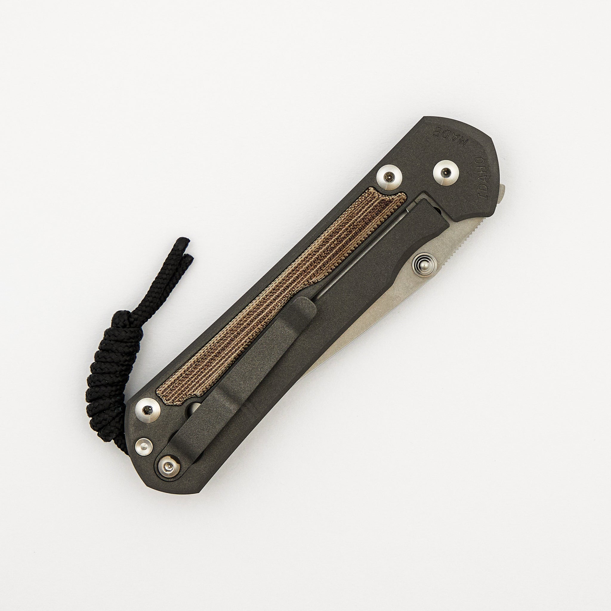 Large Sebenza 31 - Natural Canvas Micarta Inlay - Drop Point CPM MagnaCut Blade - Silver Double Thumb Lugs