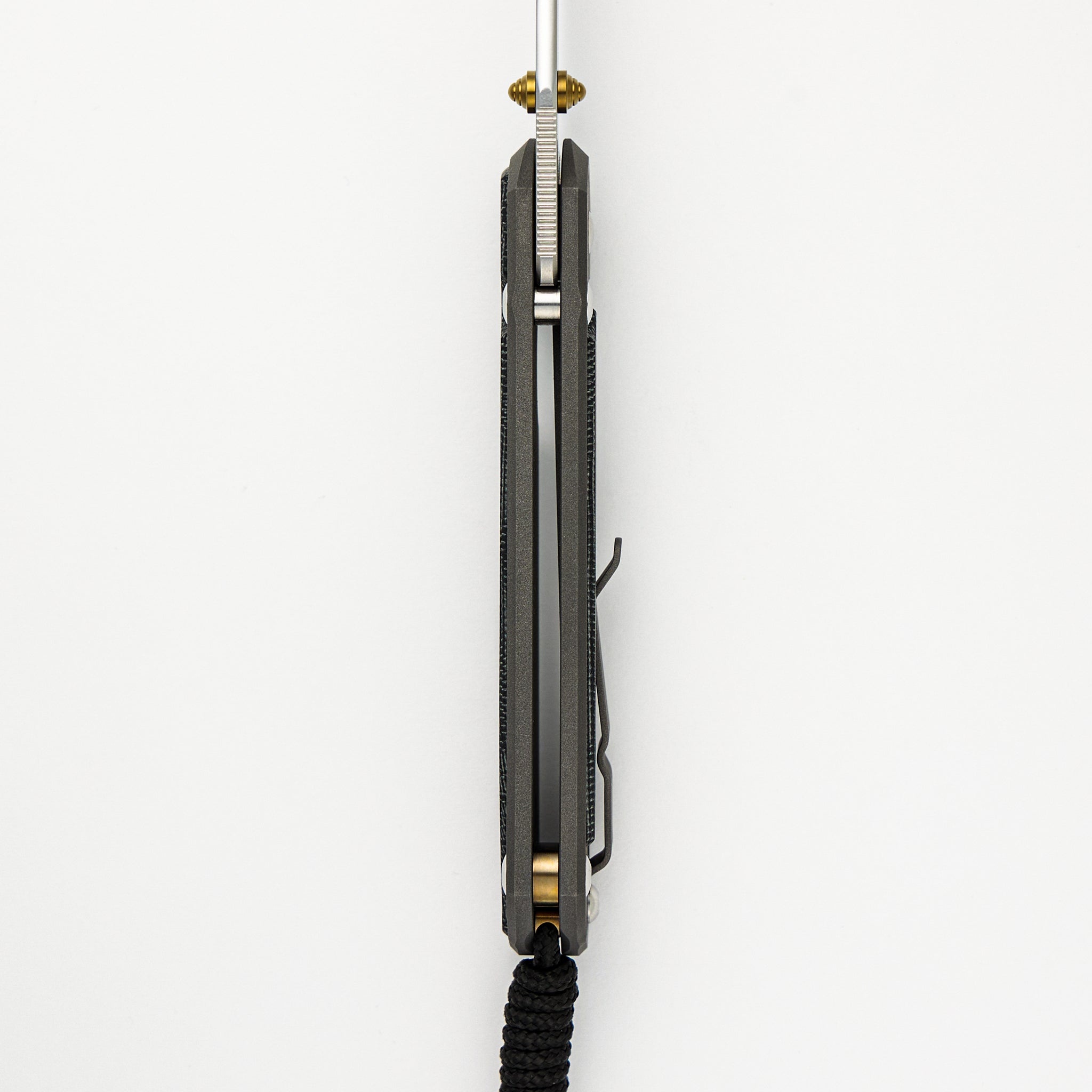 Large Sebenza 31 Black Canvas Micarta Inlay - Insingo CPM MagnaCut Blade - Gold Double Thumb Lugs