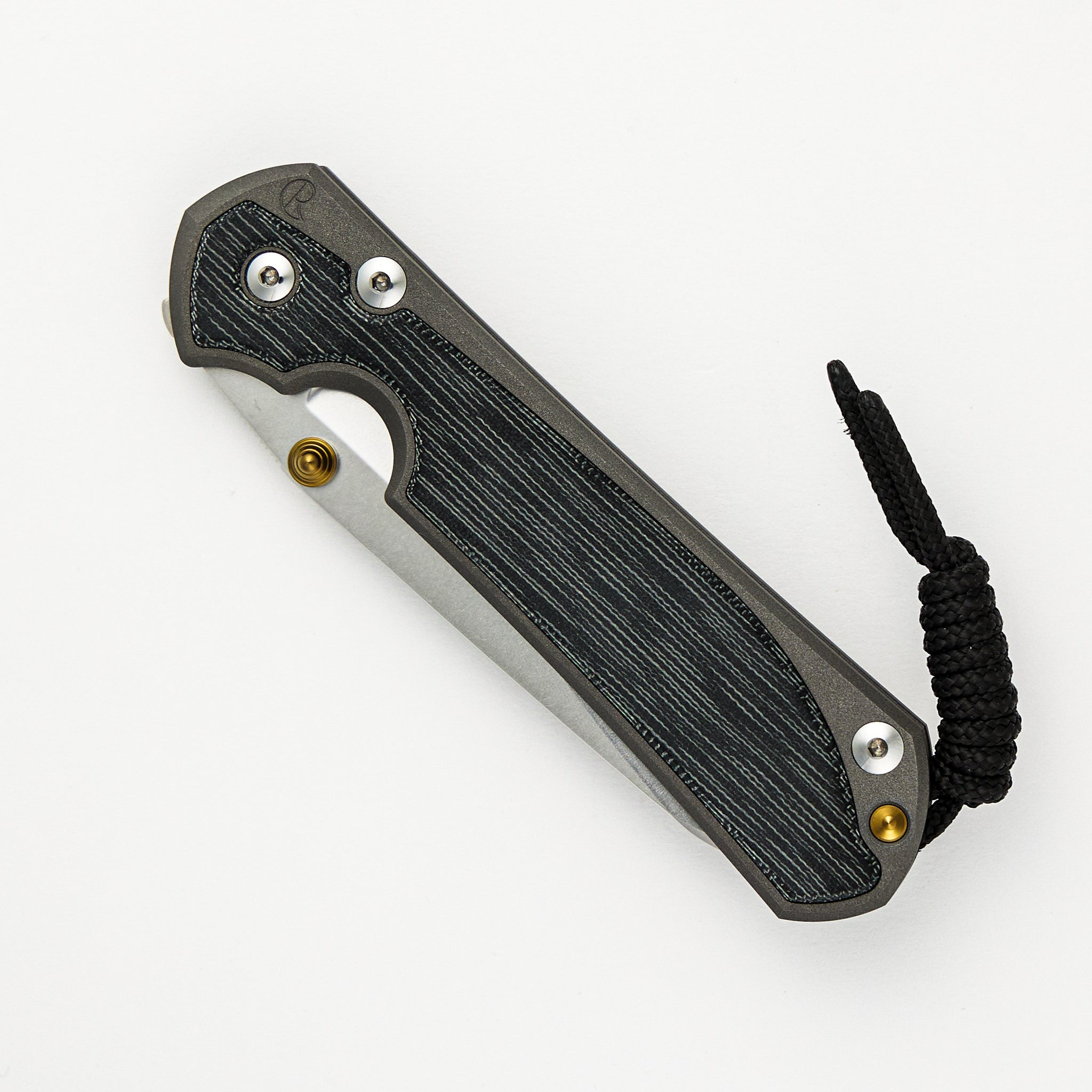 Large Sebenza 31 Black Canvas Micarta Inlay - Insingo CPM MagnaCut Blade - Gold Double Thumb Lugs