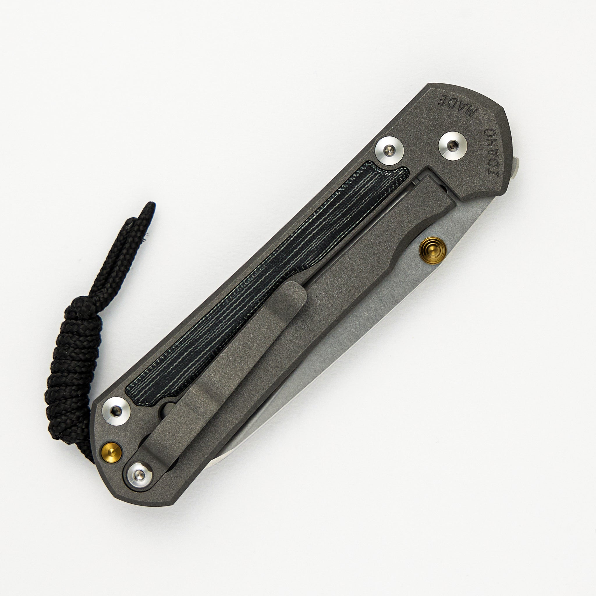 Large Sebenza 31 Black Canvas Micarta Inlay - Insingo CPM MagnaCut Blade - Gold Double Thumb Lugs