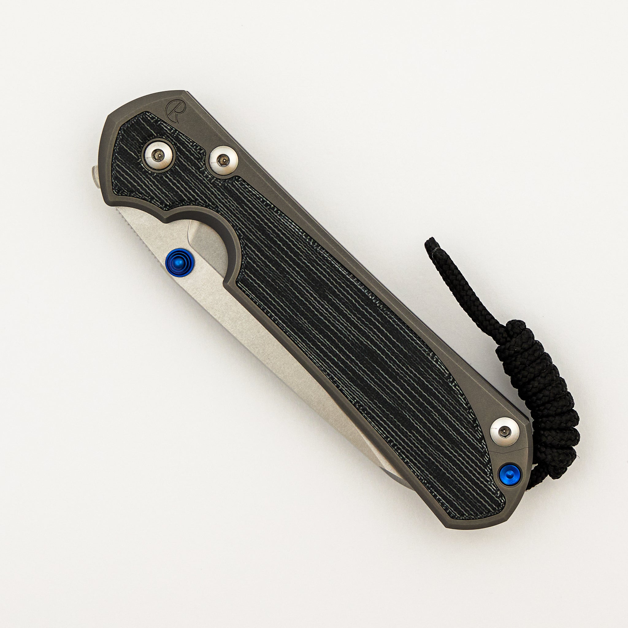 Large Sebenza 31 Black Canvas Micarta Inlay - Insingo CPM MagnaCut Blade - Glass Blasted - Blue Double Thumb Lugs
