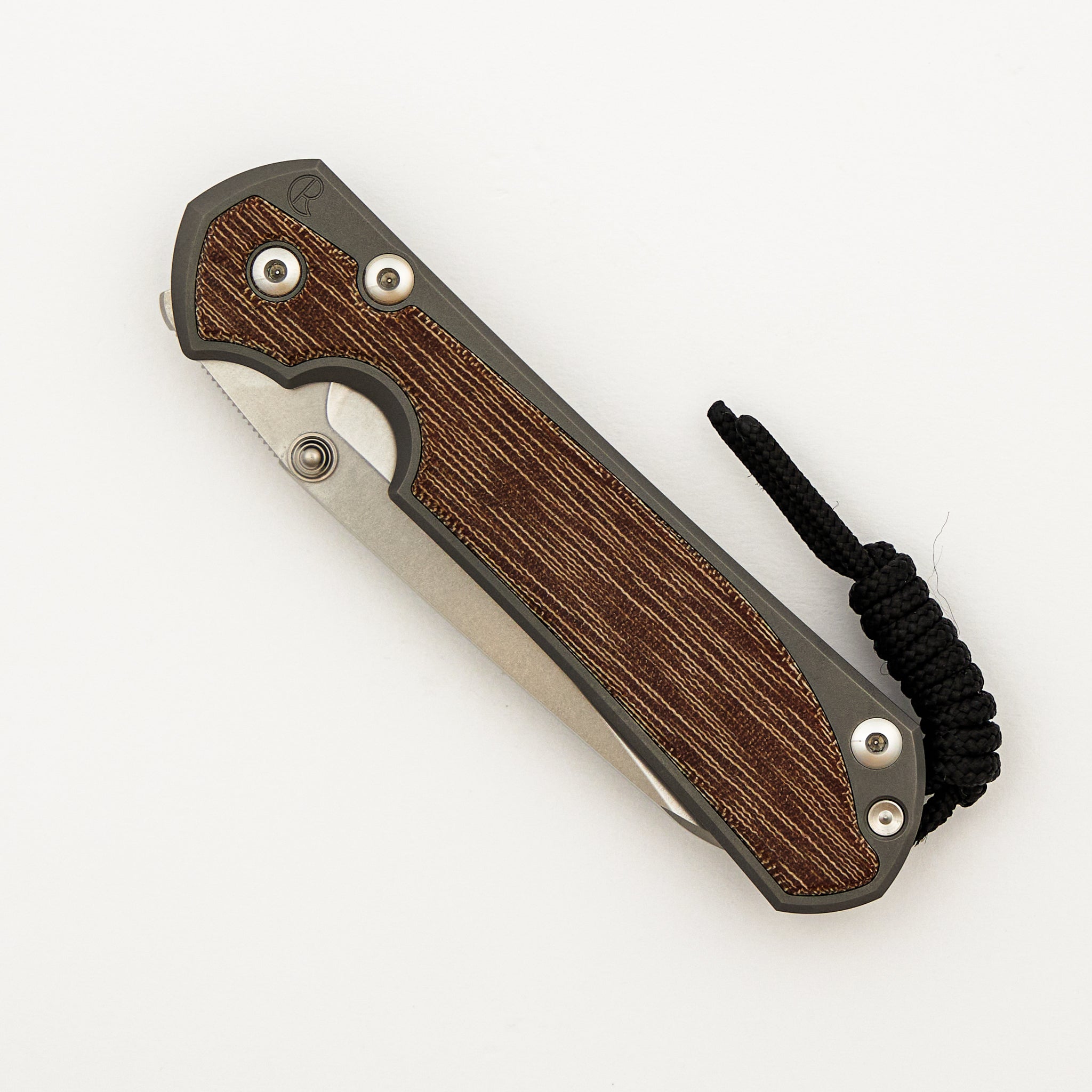 Large Sebenza 31 Natural Canvas Micarta Inlay - Insingo CPM MagnaCut Blade - Glass Blasted - Silver Double Thumb Lugs