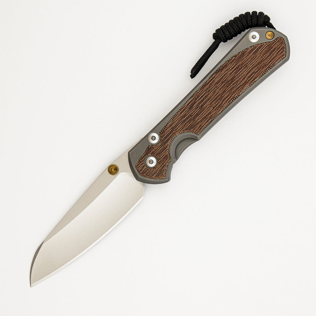 Large Sebenza 31 Natural Canvas Micarta Inlay - Insingo CPM MagnaCut Blade - Glass Blasted - Gold Double Thumb Lugs