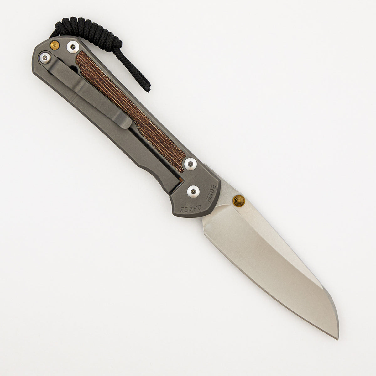 Large Sebenza 31 Natural Canvas Micarta Inlay - Insingo CPM MagnaCut Blade - Glass Blasted - Gold Double Thumb Lugs