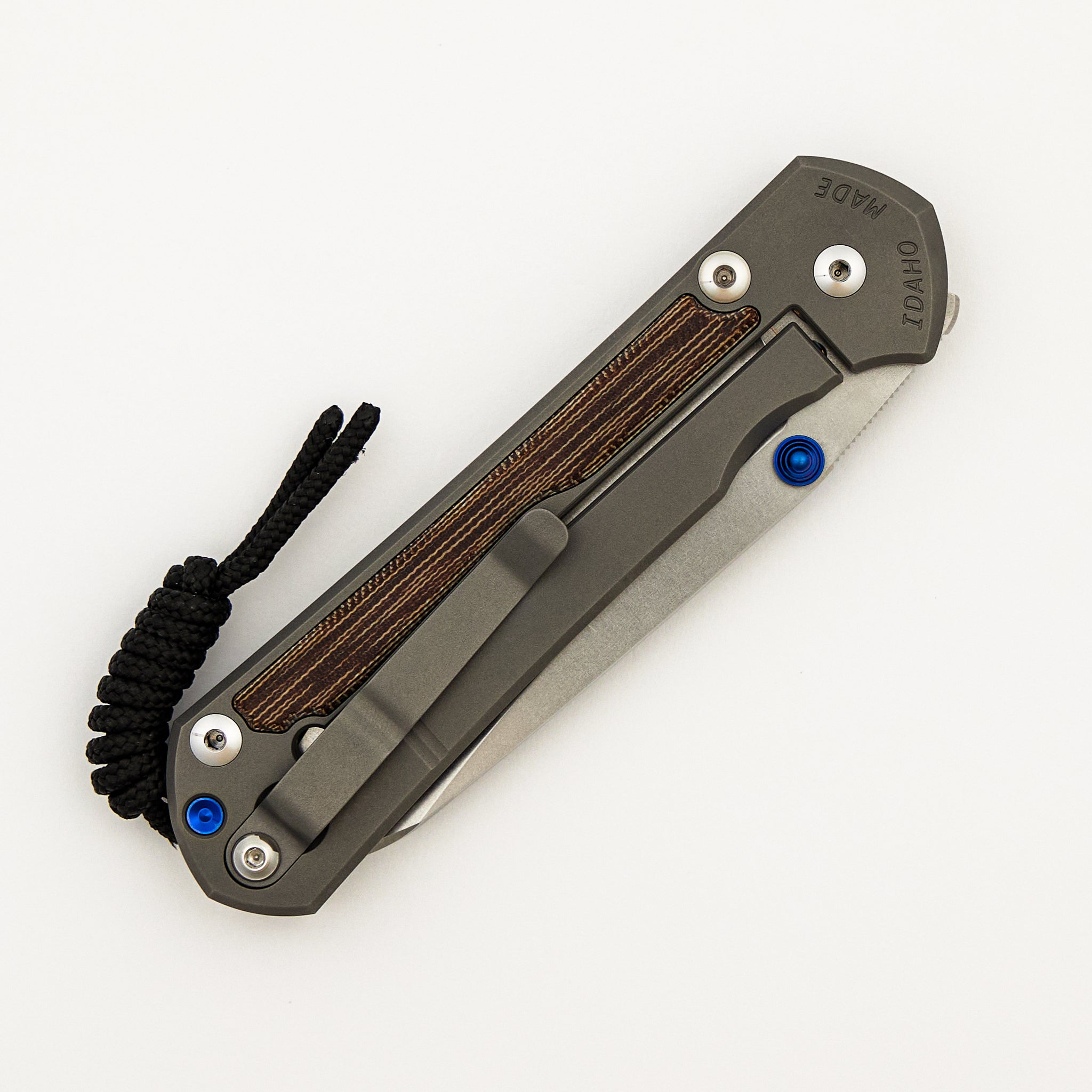 Large Sebenza 31 Natural Canvas Micarta Inlay - Insingo CPM MagnaCut Blade - Glass Blasted - Blue Double Thumb Lugs