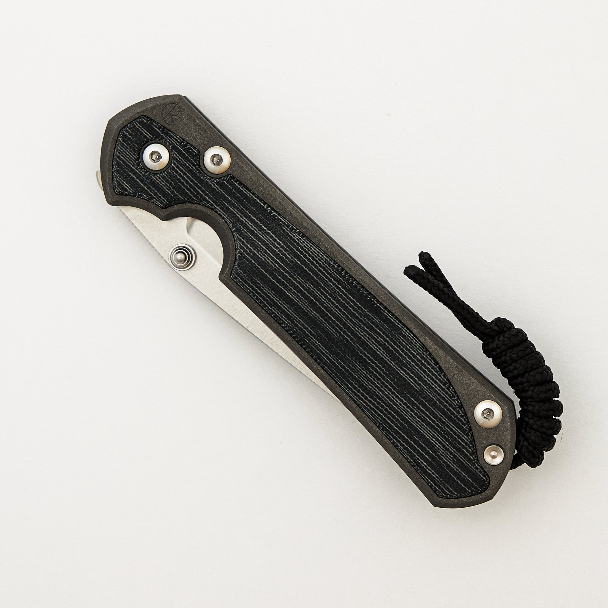 Large Sebenza 31 - Black Canvas Micarta Inlay - Tanto CPM MagnaCut Blade - Silver Double Thumb Lugs