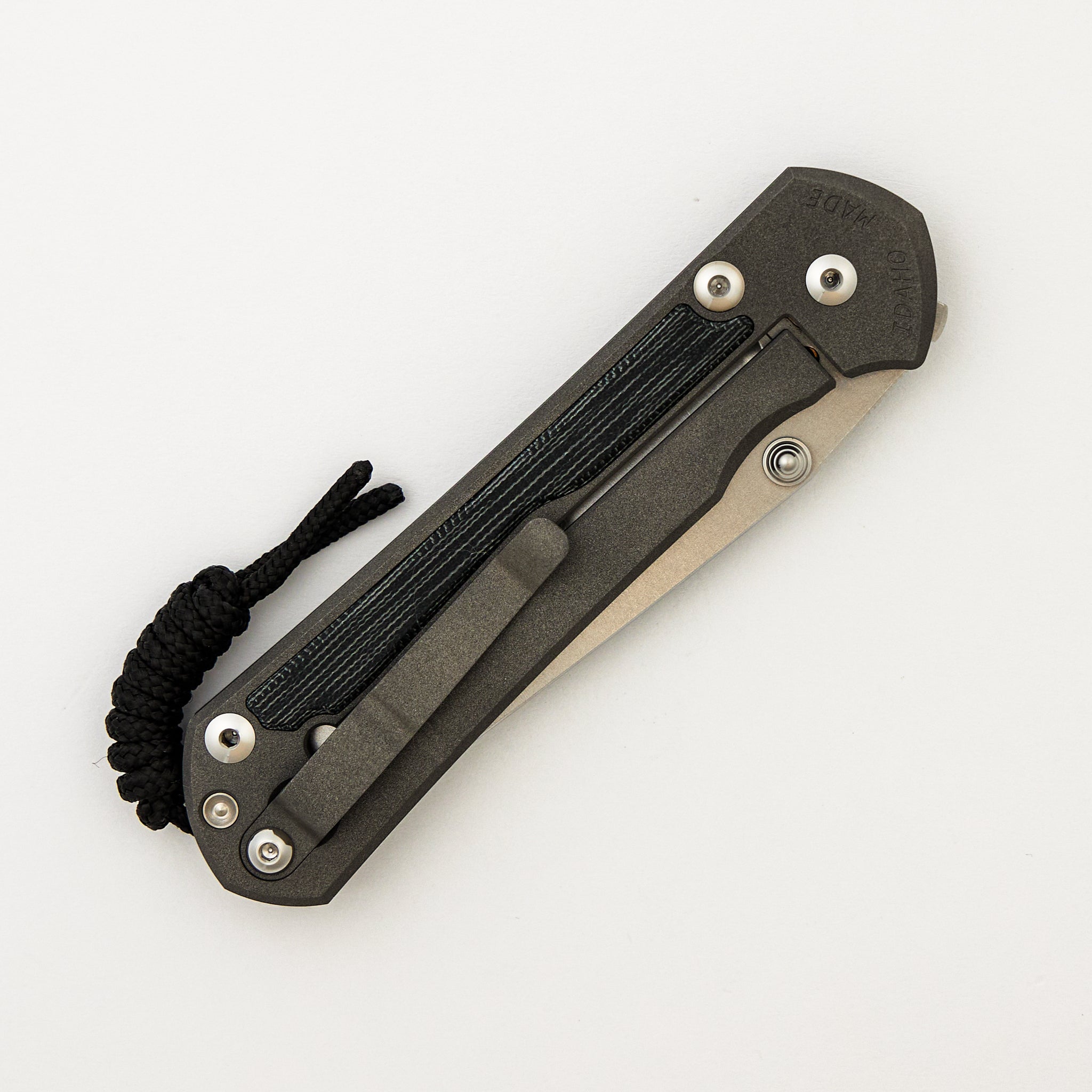 Large Sebenza 31 - Black Canvas Micarta Inlay - Tanto CPM MagnaCut Blade - Silver Double Thumb Lugs