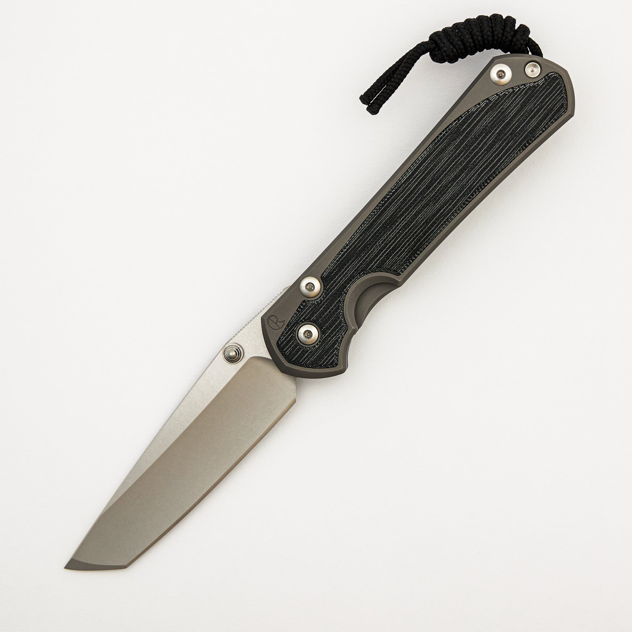 Large Sebenza 31 Black Canvas Micarta Inlay - Tanto CPM MagnaCut Blade - Glass Blasted - Silver Double Thumb Lugs