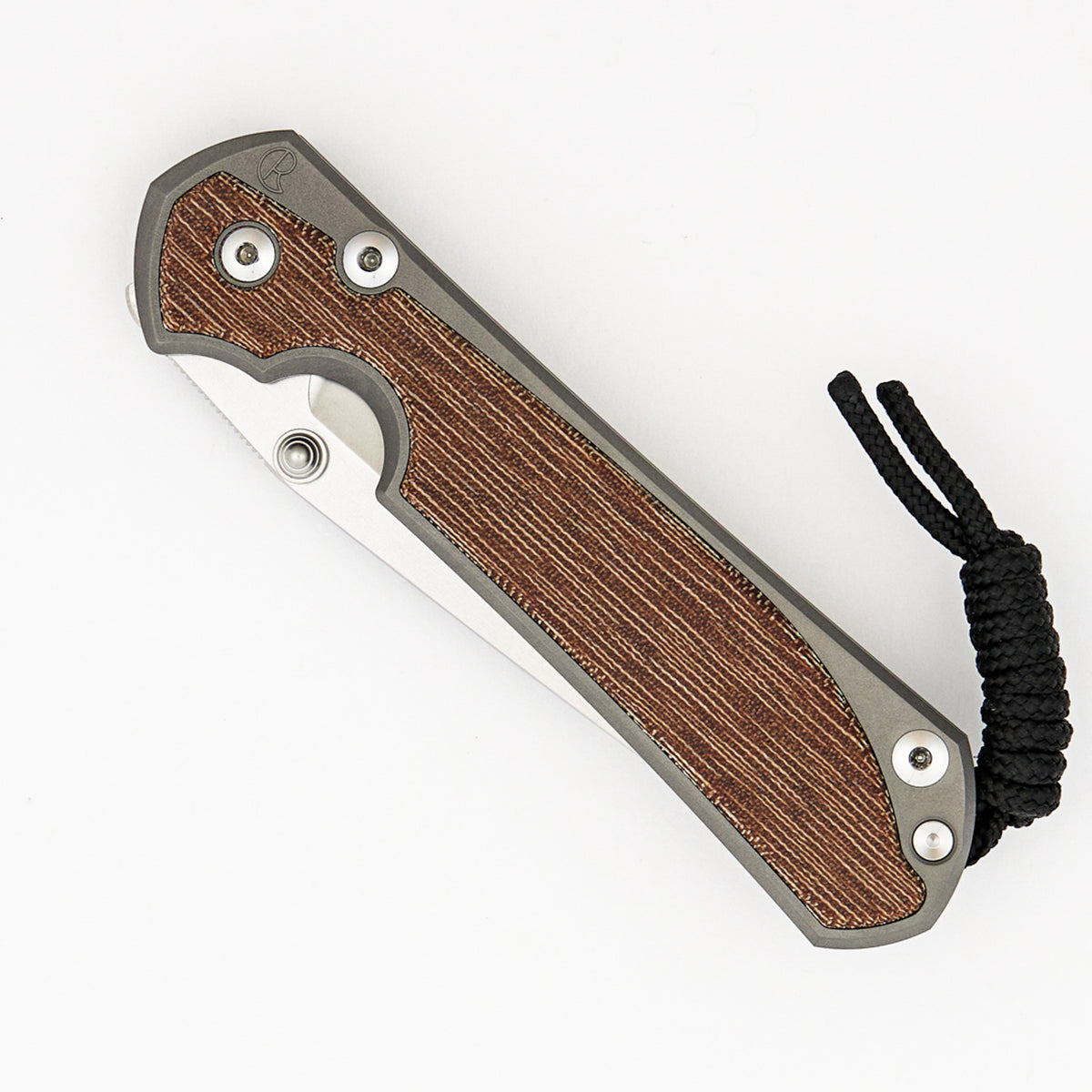 Large Sebenza 31 Natural Canvas Micarta Inlay - Tanto CPM MagnaCut Blade - Glass Blasted - Silver Double Thumb Lugs