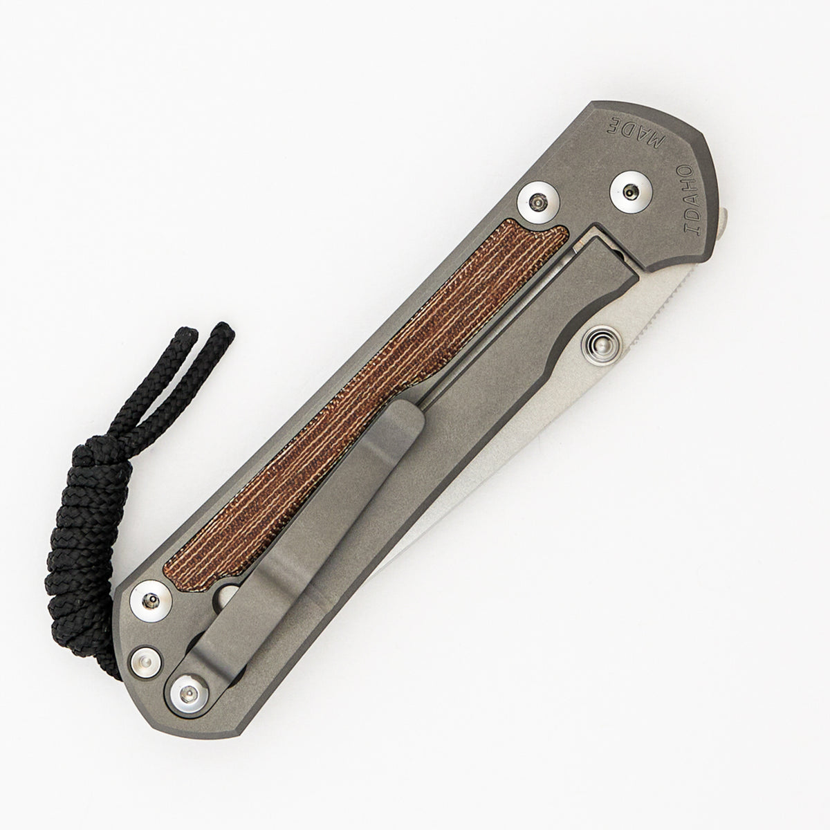 Large Sebenza 31 Natural Canvas Micarta Inlay - Tanto CPM MagnaCut Blade - Glass Blasted - Silver Double Thumb Lugs