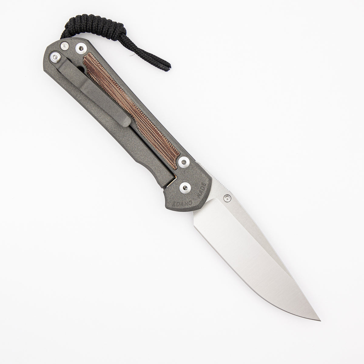 Large Sebenza 31 - Natural Canvas Micarta Inlay - Polished Drop Point CPM MagnaCut Blade - Silver Single Thumb Lug