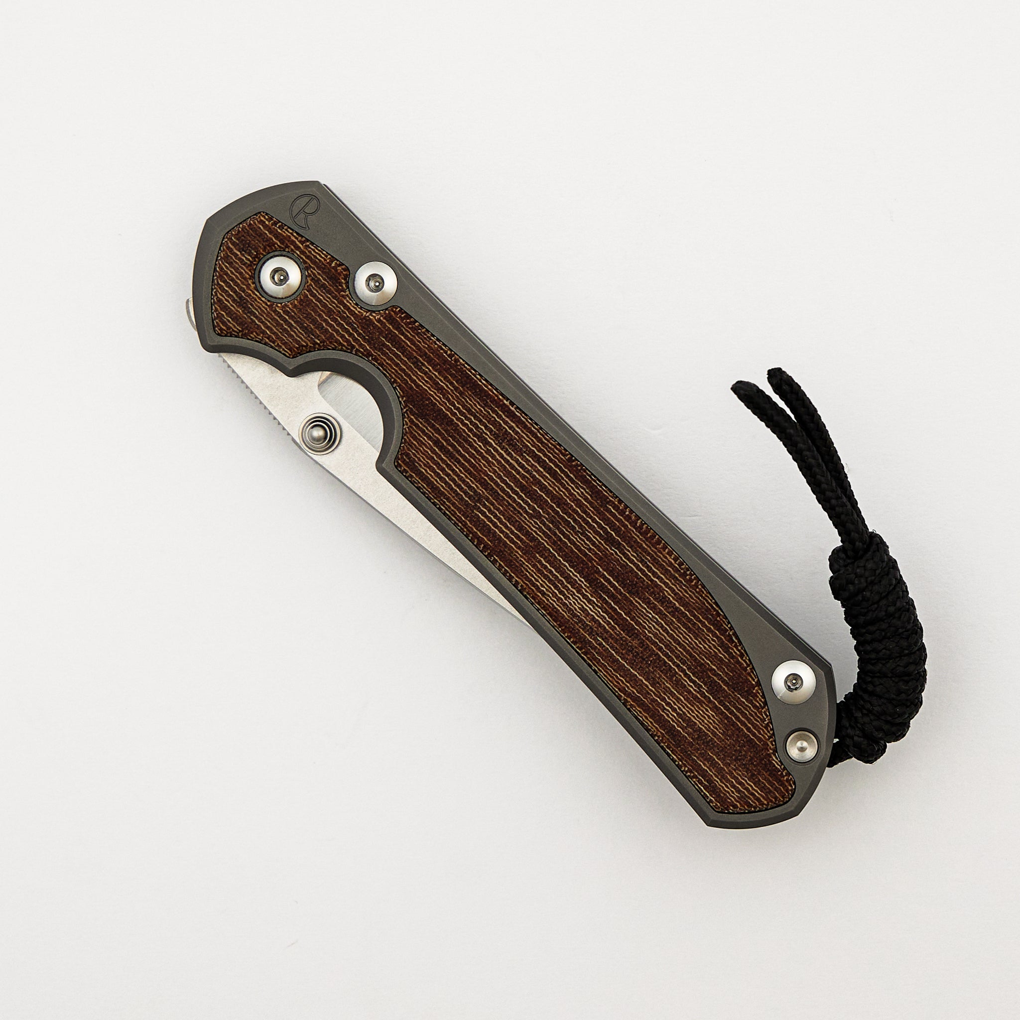 Large Sebenza 31 - Natural Canvas Micarta Inlay - Drop Point Polished CPM MagnaCut Blade - Glass Blasted - Silver Double Thumb Lugs