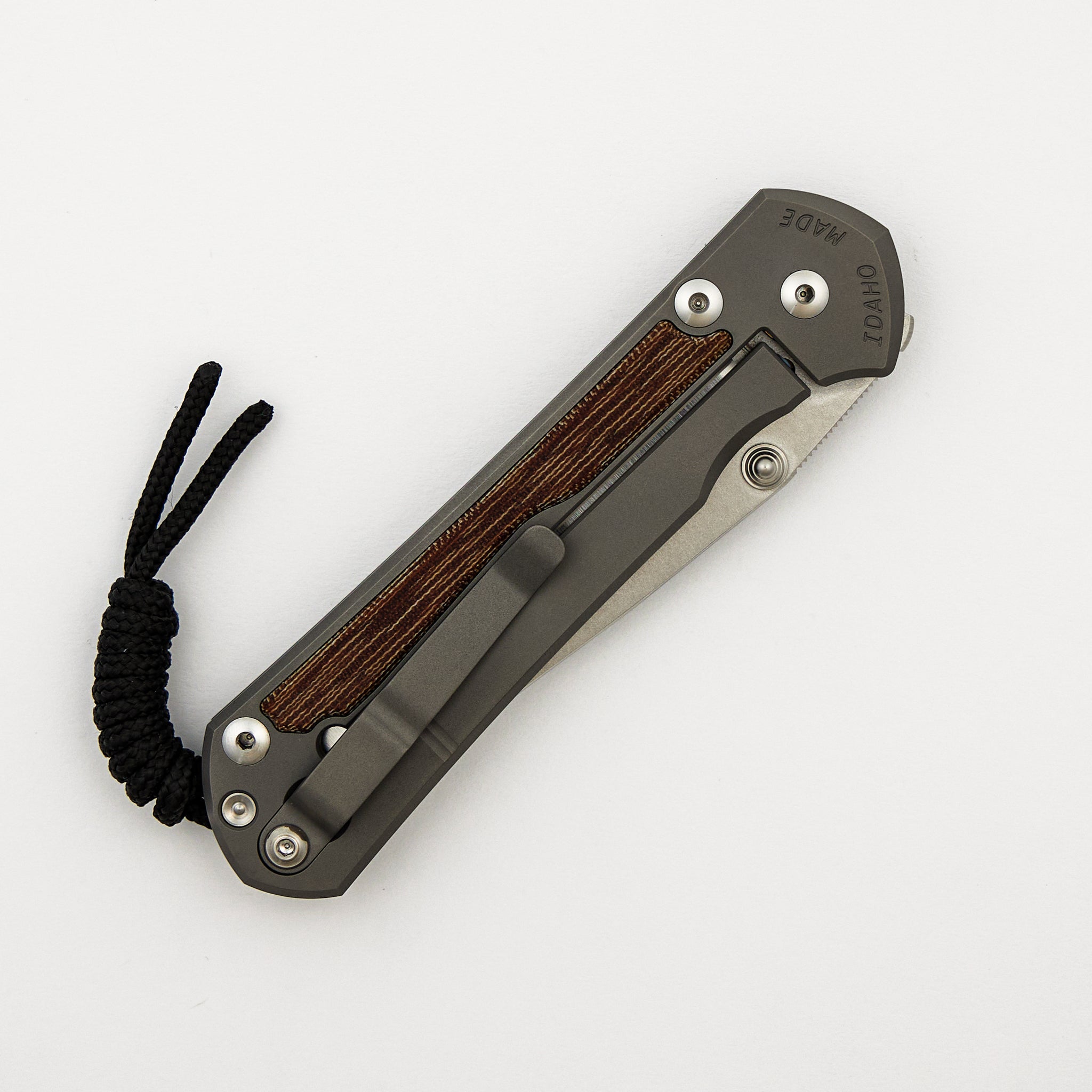 Large Sebenza 31 - Natural Canvas Micarta Inlay - Drop Point Polished CPM MagnaCut Blade - Glass Blasted - Silver Double Thumb Lugs