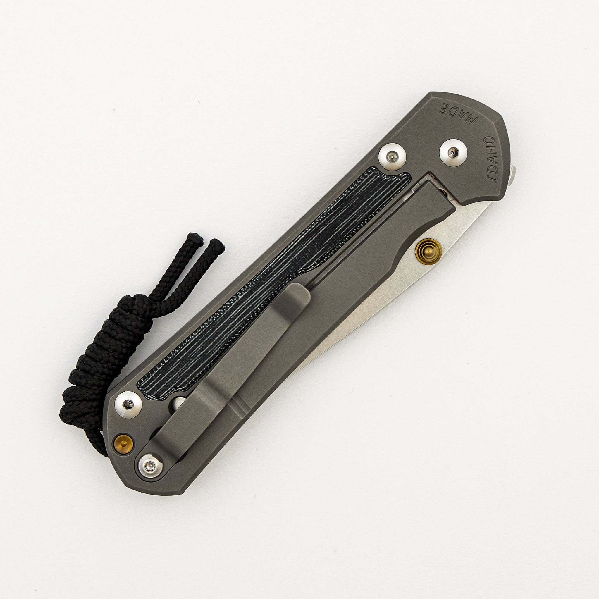 Large Sebenza 31 - Black Canvas Micarta Inlay - Drop Point CPM MagnaCut Blade - Glass Blasted - Gold Double Thumb Lugs
